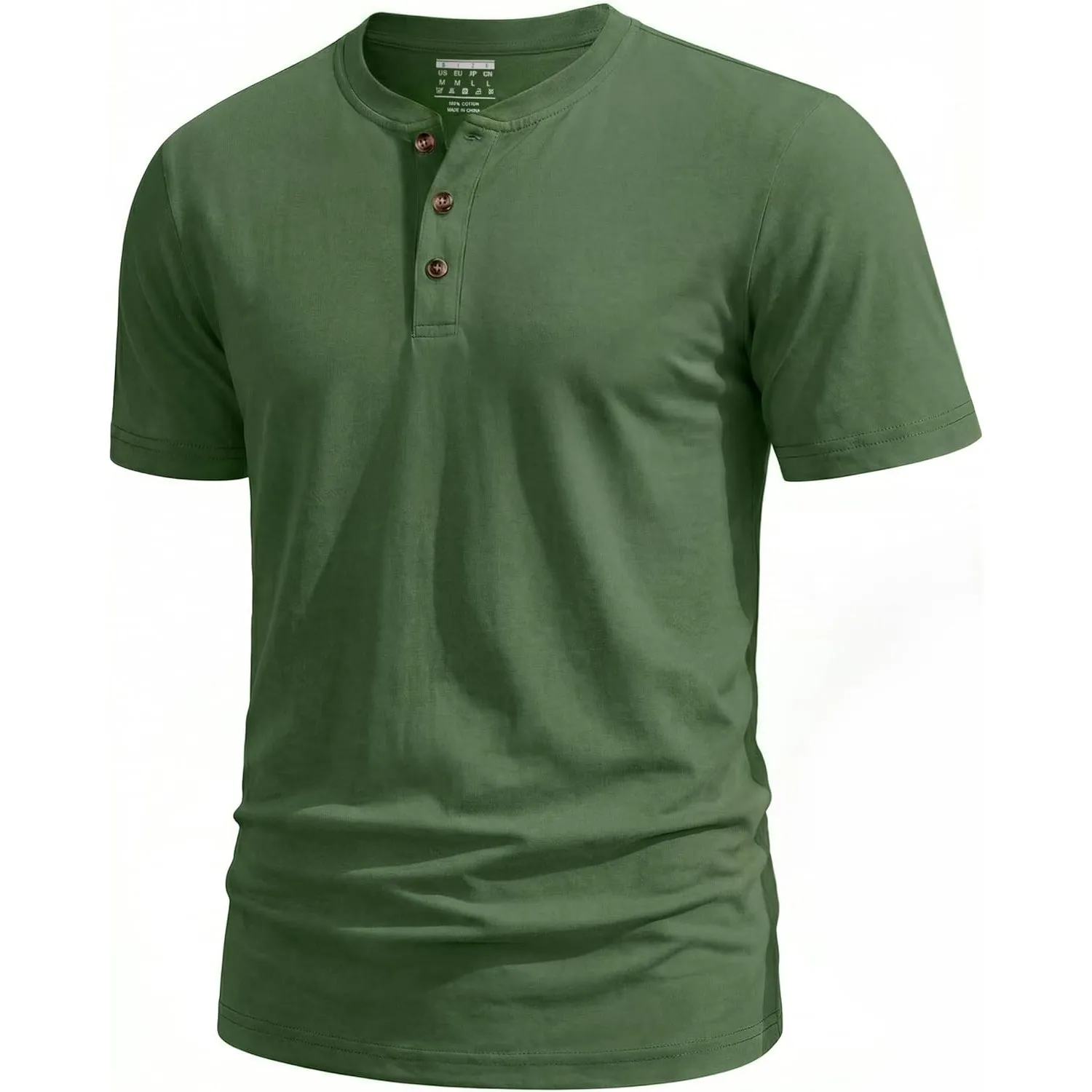 TACVASEN Henley Shirt Herren Kurzarm Sommer Basic Rundhals Tshirt Baumwolle Kurzarm Freizeitshirt Arbeits Tshirt