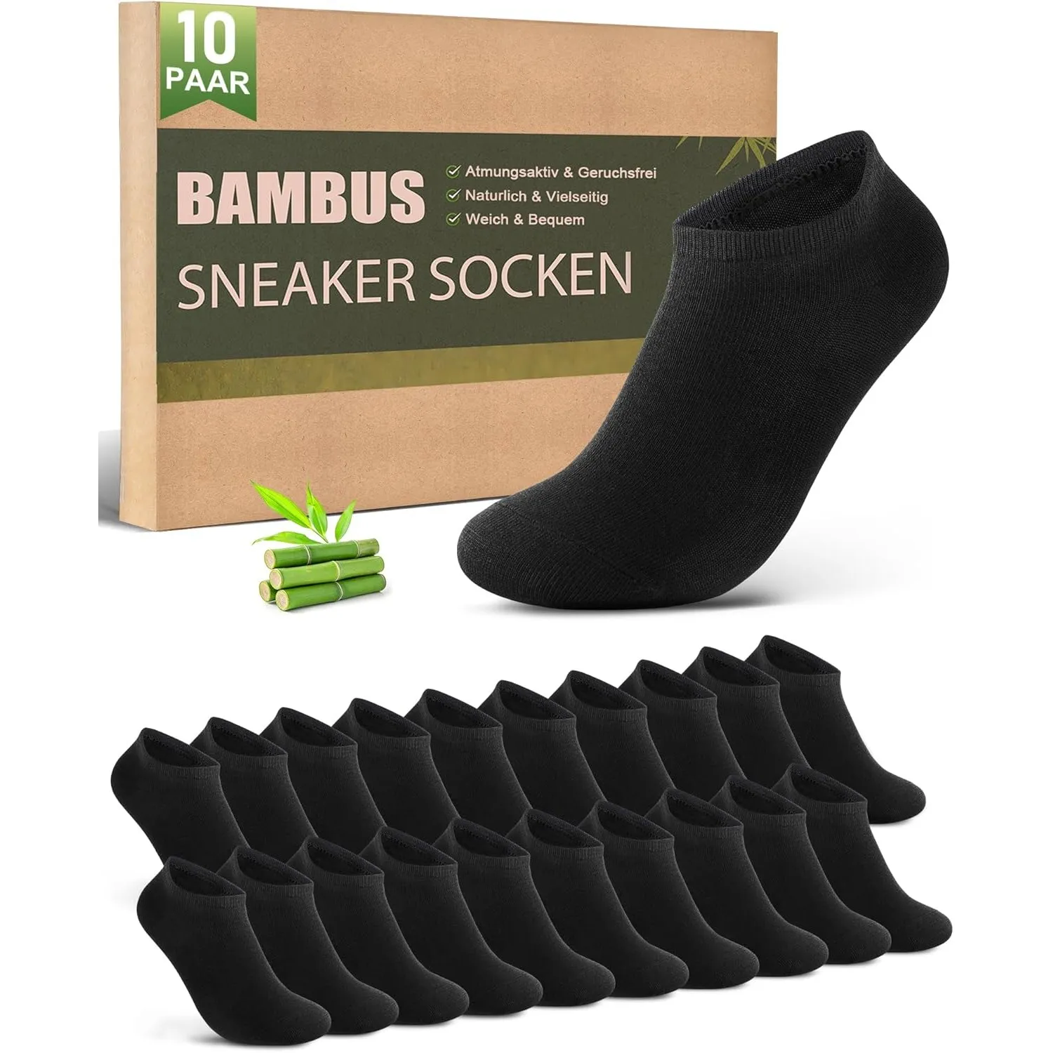 Bambus Sneaker Socken Herren Damen 10/20 Paar – Atmungsaktive Anti-Geruch Kurze Socken, Antibakterielle Sommer Sneakers…