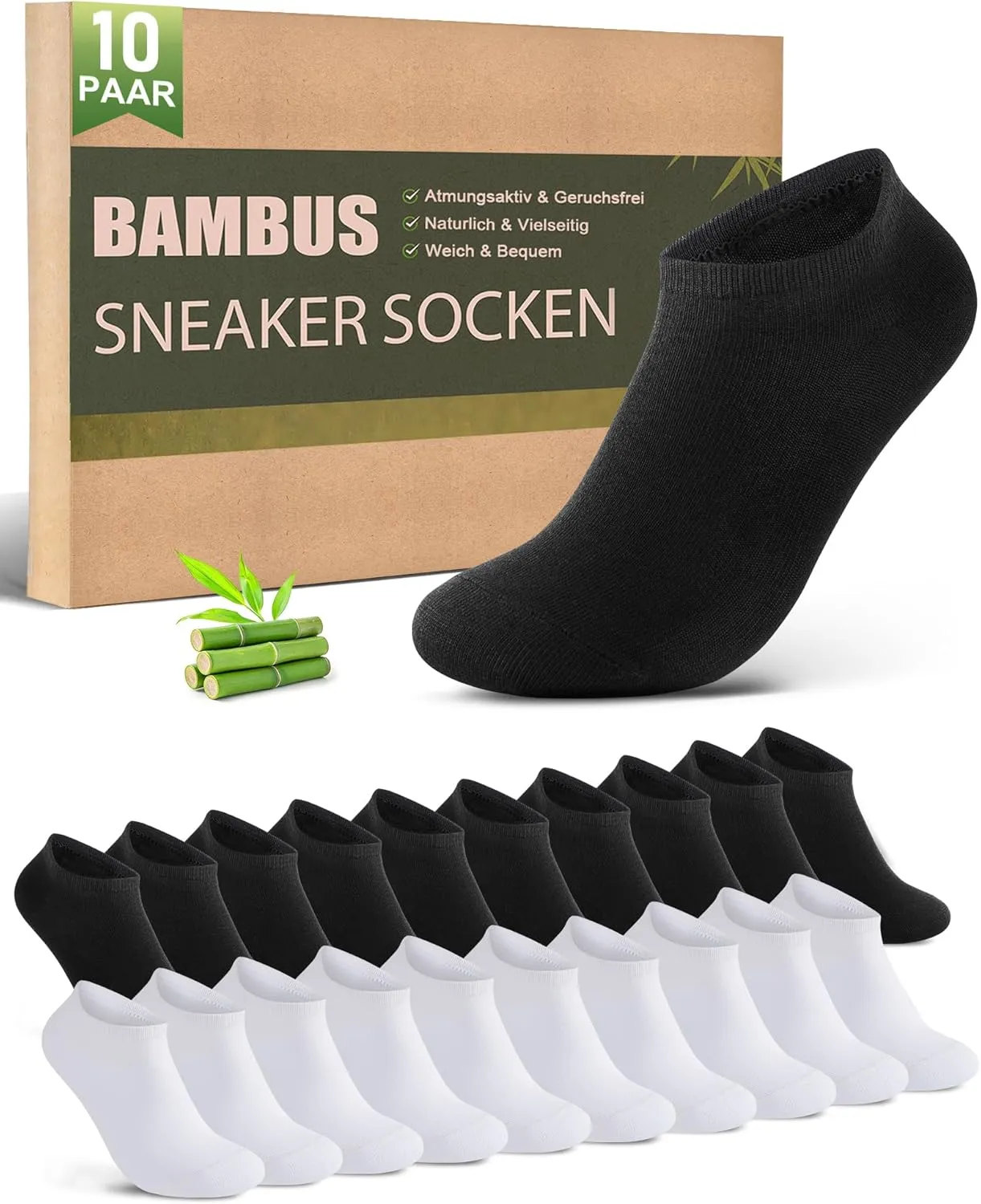 Bambus Sneaker Socken Herren Damen 10/20 Paar – Atmungsaktive Anti-Geruch Kurze Socken, Antibakterielle Sommer Sneakers…