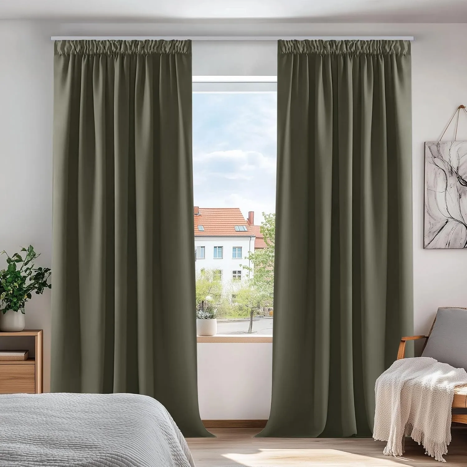 Deconovo Vorhänge mit Kräuselband Blickdicht Kälteschutz Vorhang Verdunkelung Gardinen Wohnzimmer, 245x300 cm(HöhexBrei…