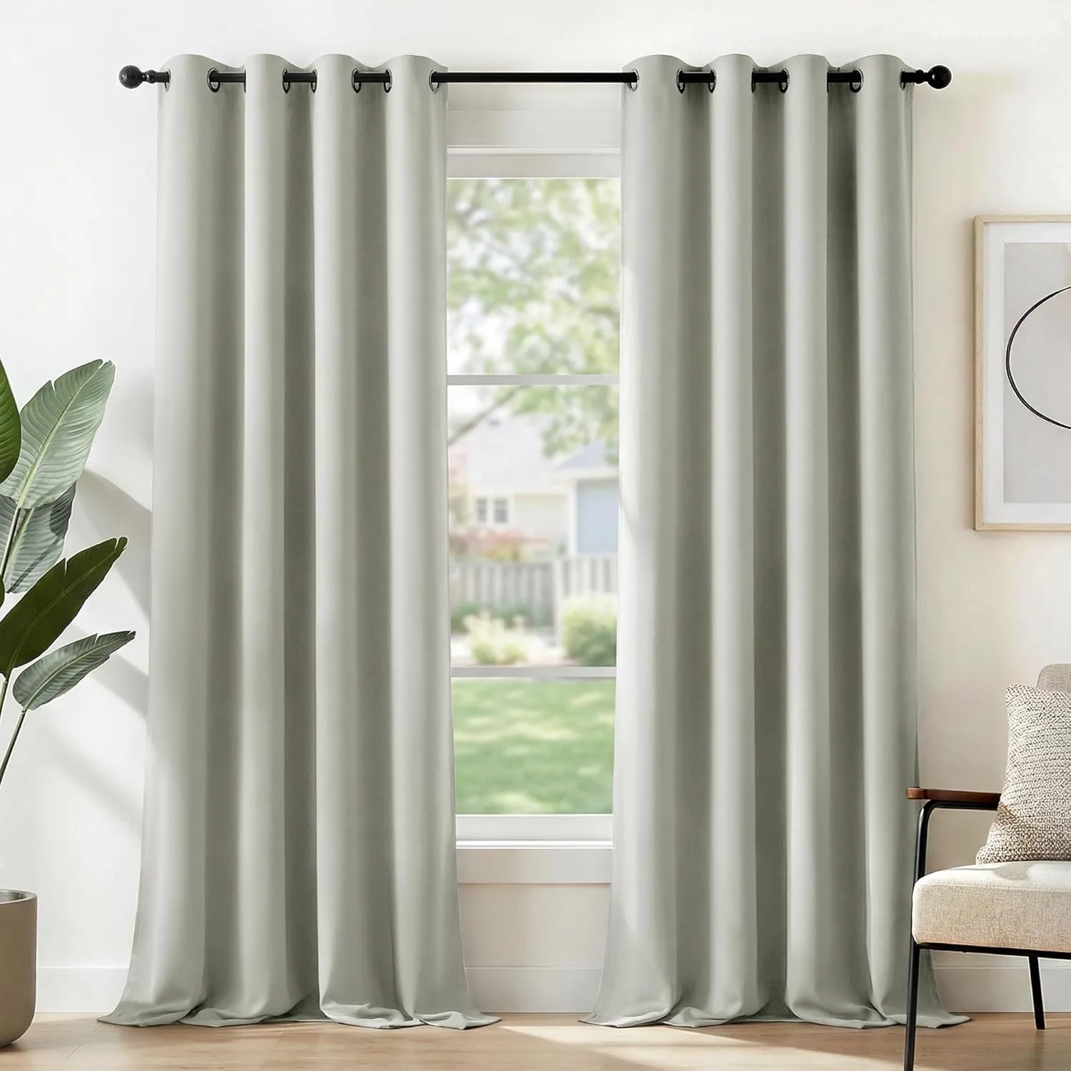 Deconovo Gardinen Verdunkelnd Thermovorhang Hitzeschutz Curtain Perlgrau