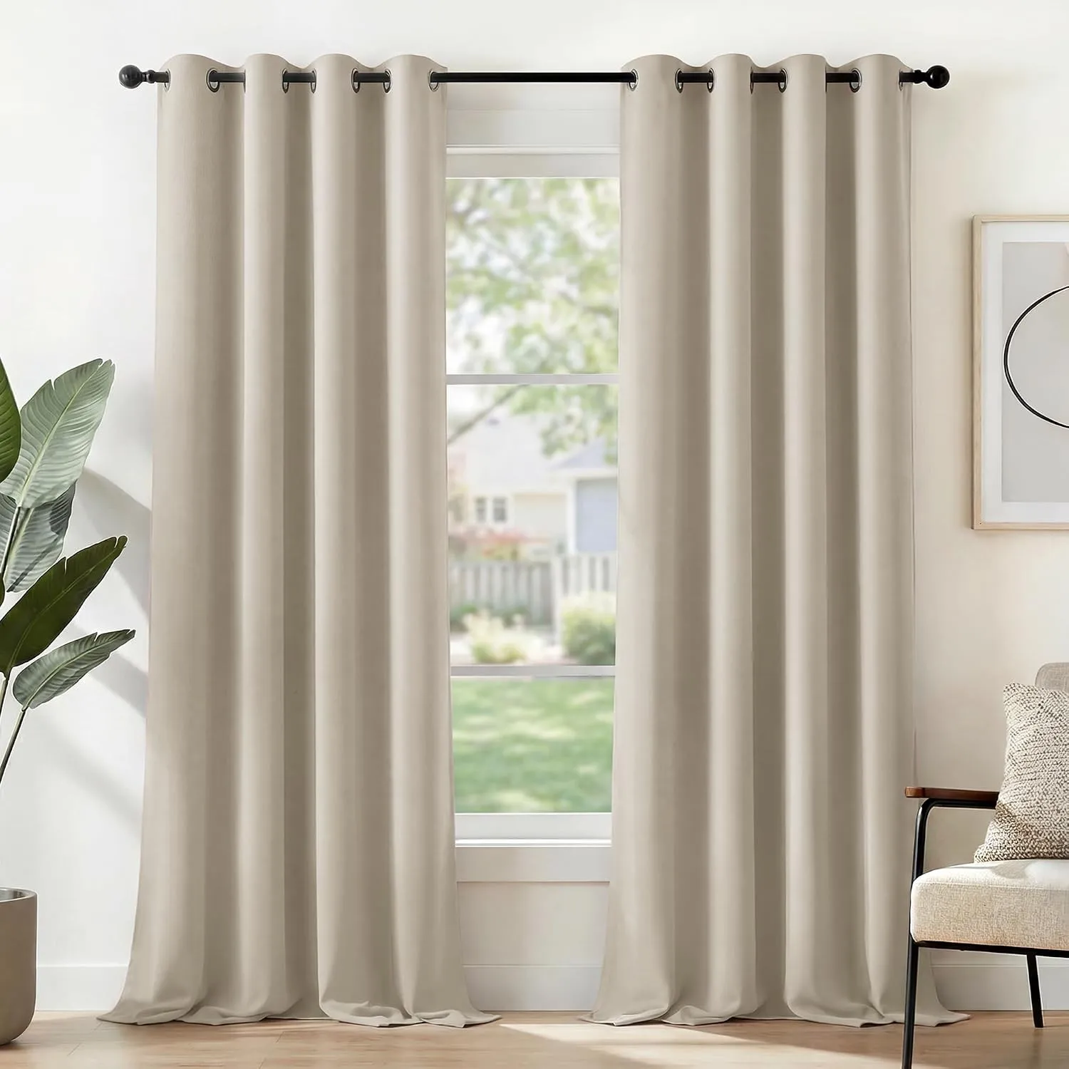 Deconovo Vorhänge Verdunkelnd Thermovorhang Kälteschutz Curtain Ecru