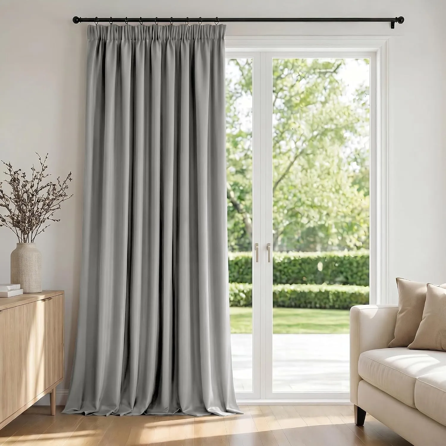 Deconovo Vorhang mit Kräuselband Blickdicht Thermovorhang Deko Taubengrau | 1er Set, H 200 x B 140 cm, Wohnzimmer Gardi…