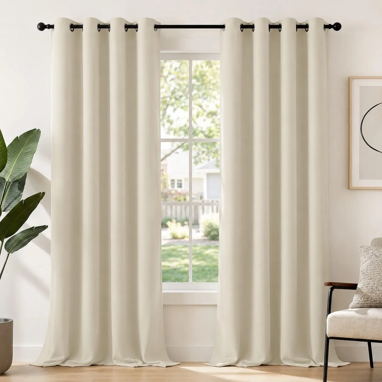 Deconovo Thermovorhang Wohnzimmer Blickdicht Hitzeschutz Curtain Cremeweiß
