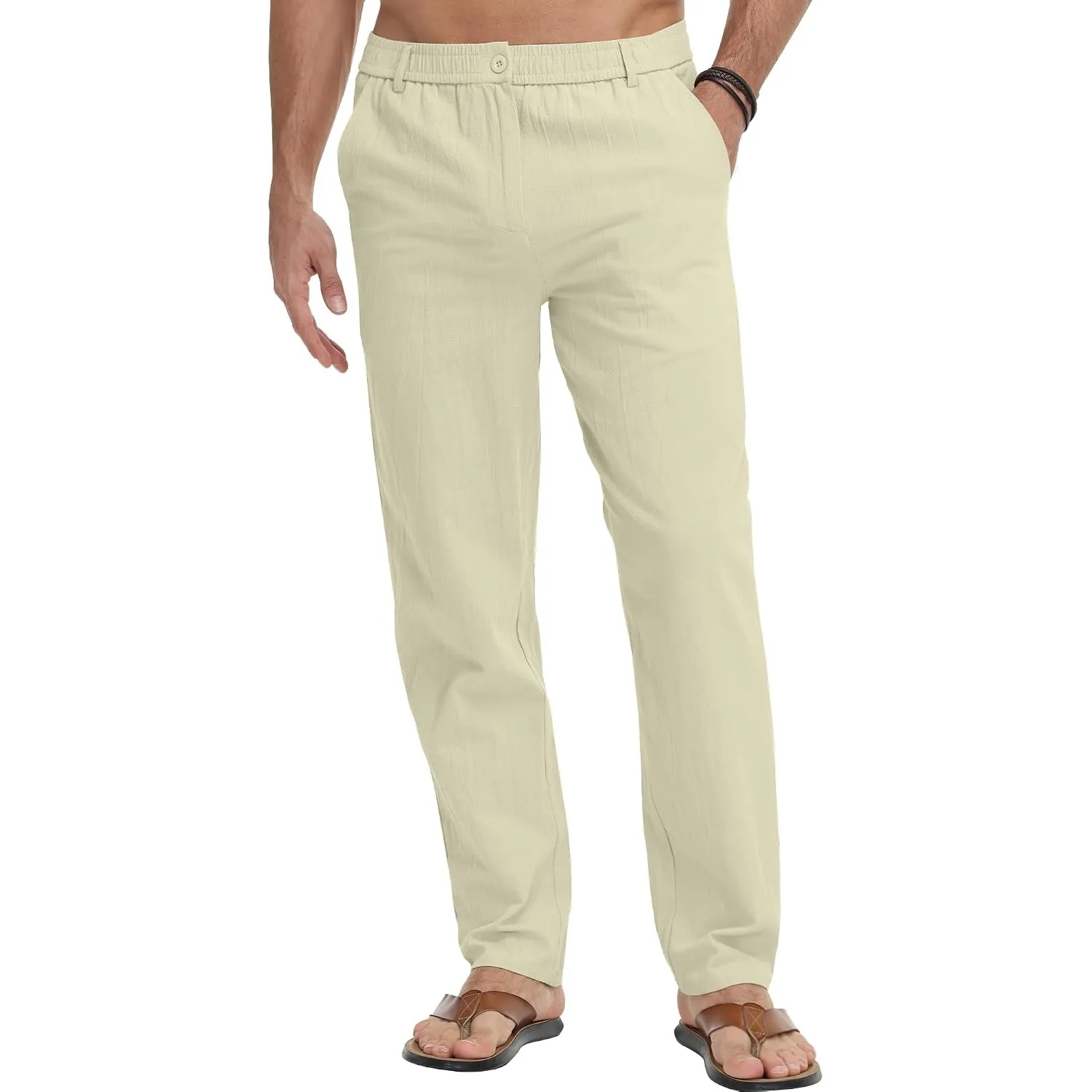 LVCBL Herren Hosen Leichte Sommerhose Lang Freizeithose Strandhose Herrenhosen
