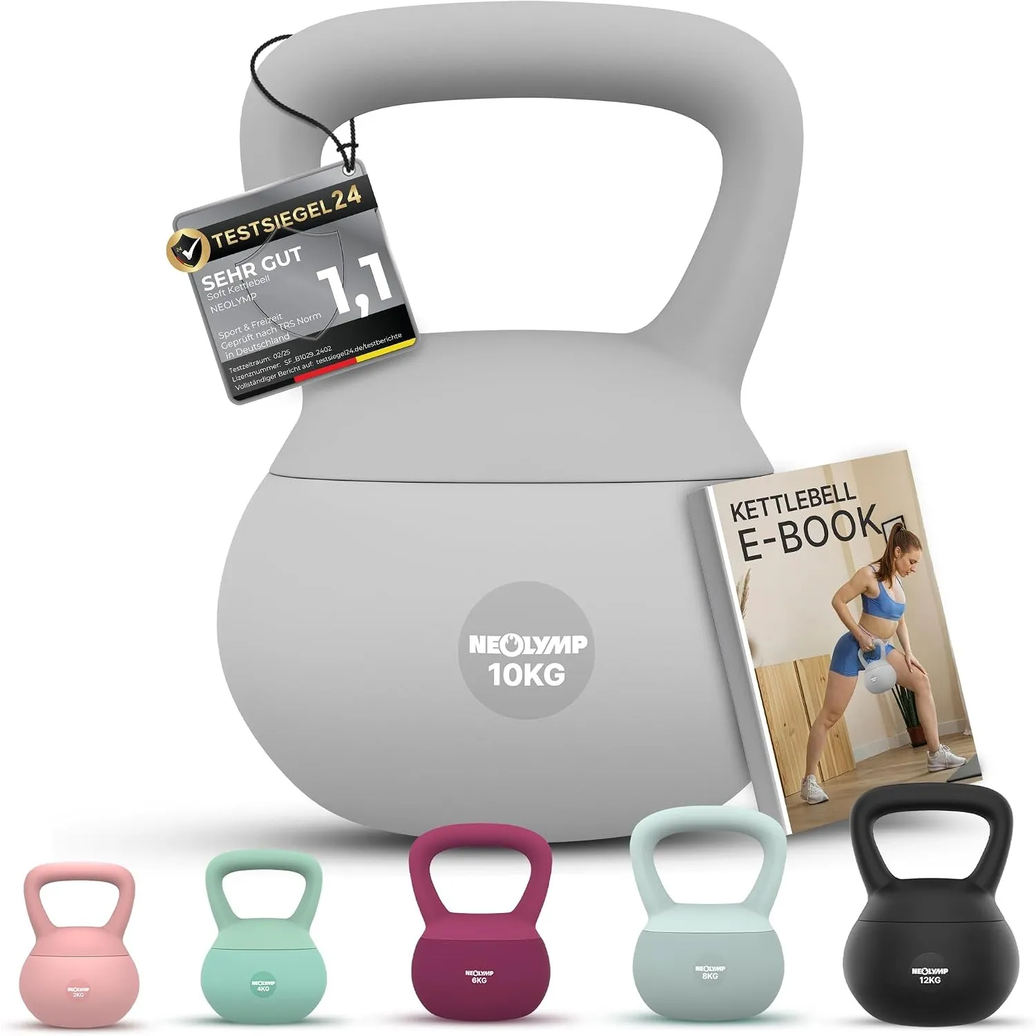 NEOLYMP Soft Kettlebell bodenschonend & leise - stoßdämpfende Kugelhantel mit Eisensandfüllung - ergonomischer Softgrif…