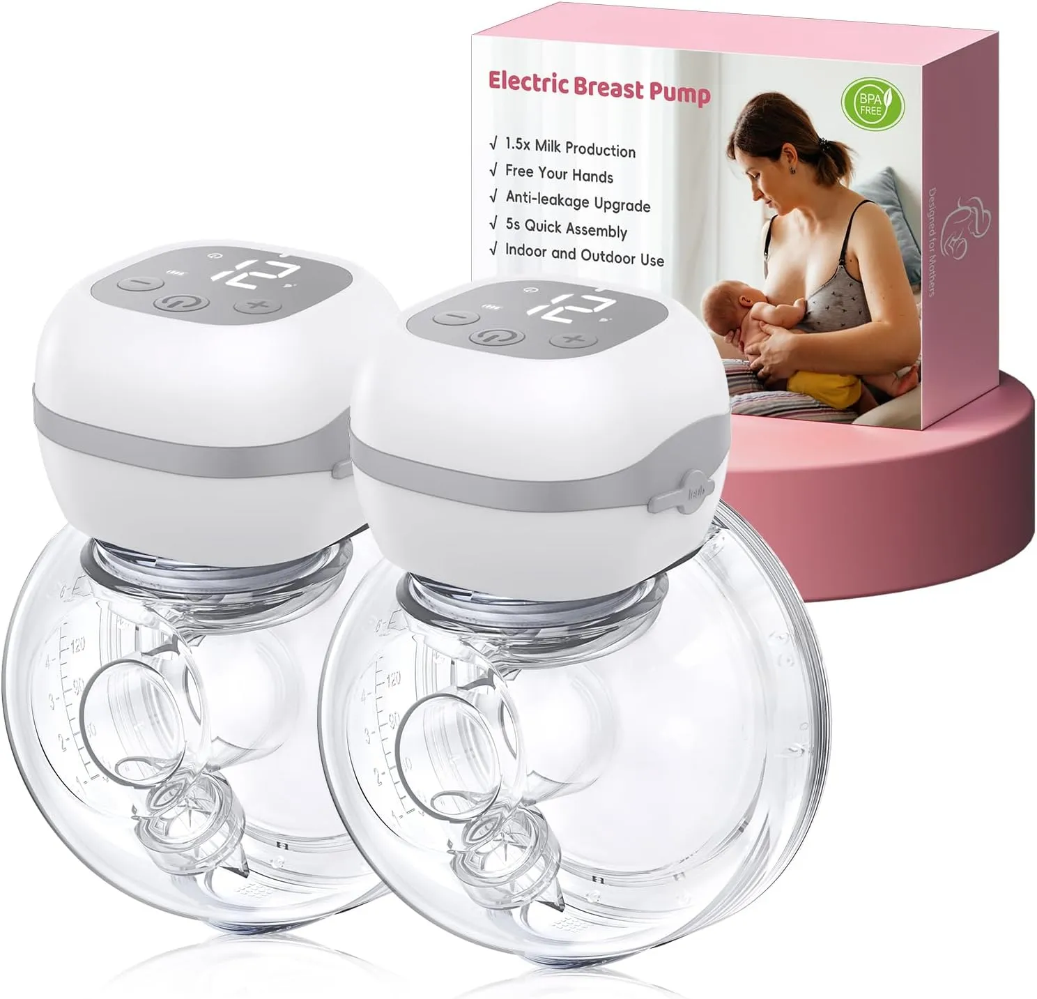 Haokoo Breast Pump Electric Hands-Free - 201 g BPA-Free Electric Breast Pump Portable, Leak-proof Upgrade, 3 Modes and …