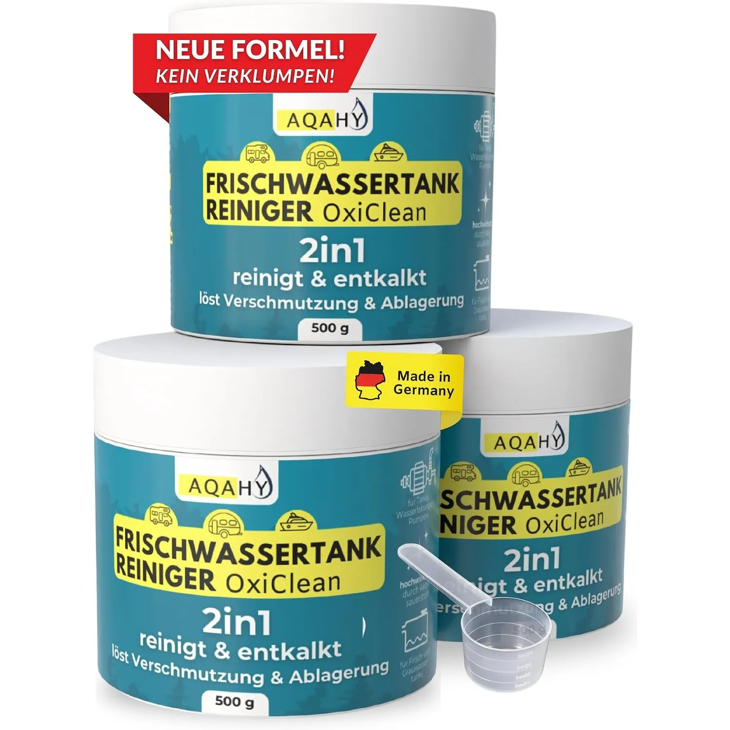 Wassertank Reiniger Wohnmobil Oxi Clean (3x500g) - Frischwassertank Reiniger 2in1 reinigt und entkalkt – hochwirksamer …