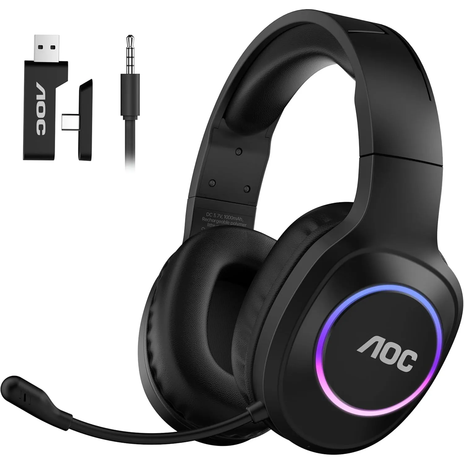 AOC Gaming Headset kabellos für PC, PS5, PS4, Switch, 2,4 GHz Wireless Headset mit Bluetooth 5.4 & Kabel, 7.1 Surround …