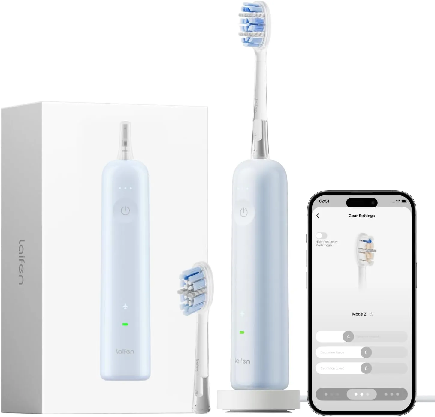 Laifen Wave Pro Electric Toothbrush, 60° WaveMotion & 66,000 Vpm for Deep Cleaning, 70 Day Battery, Pressure Sensor & A…