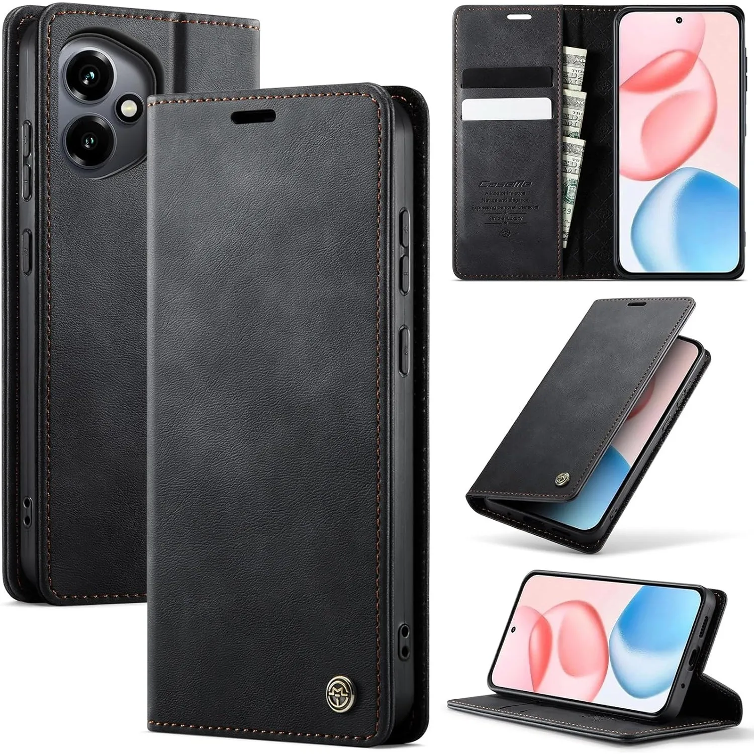 Honor 400 5G hülle klapphülle Premium PU Leder,RFID Schutzhülle,Faltbare Ständer,Handytasche Lederhülle Kartenfach Stan…