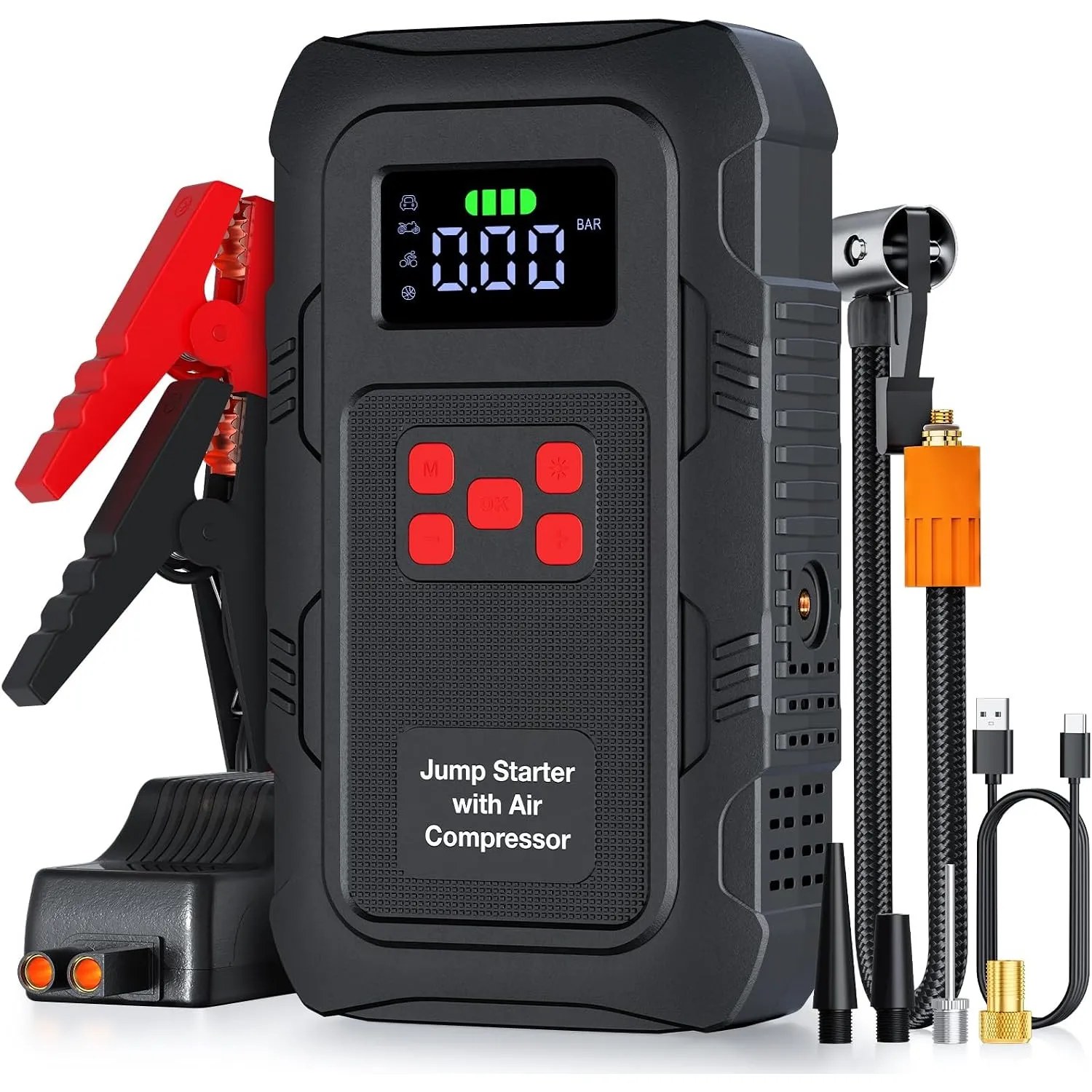 Povasee 150PSI Starthilfe Powerbank für Pkw mit Kompressor, 6000A Auto Starter Powerbank (bis zu 10L Benzin/8L Diesel) …
