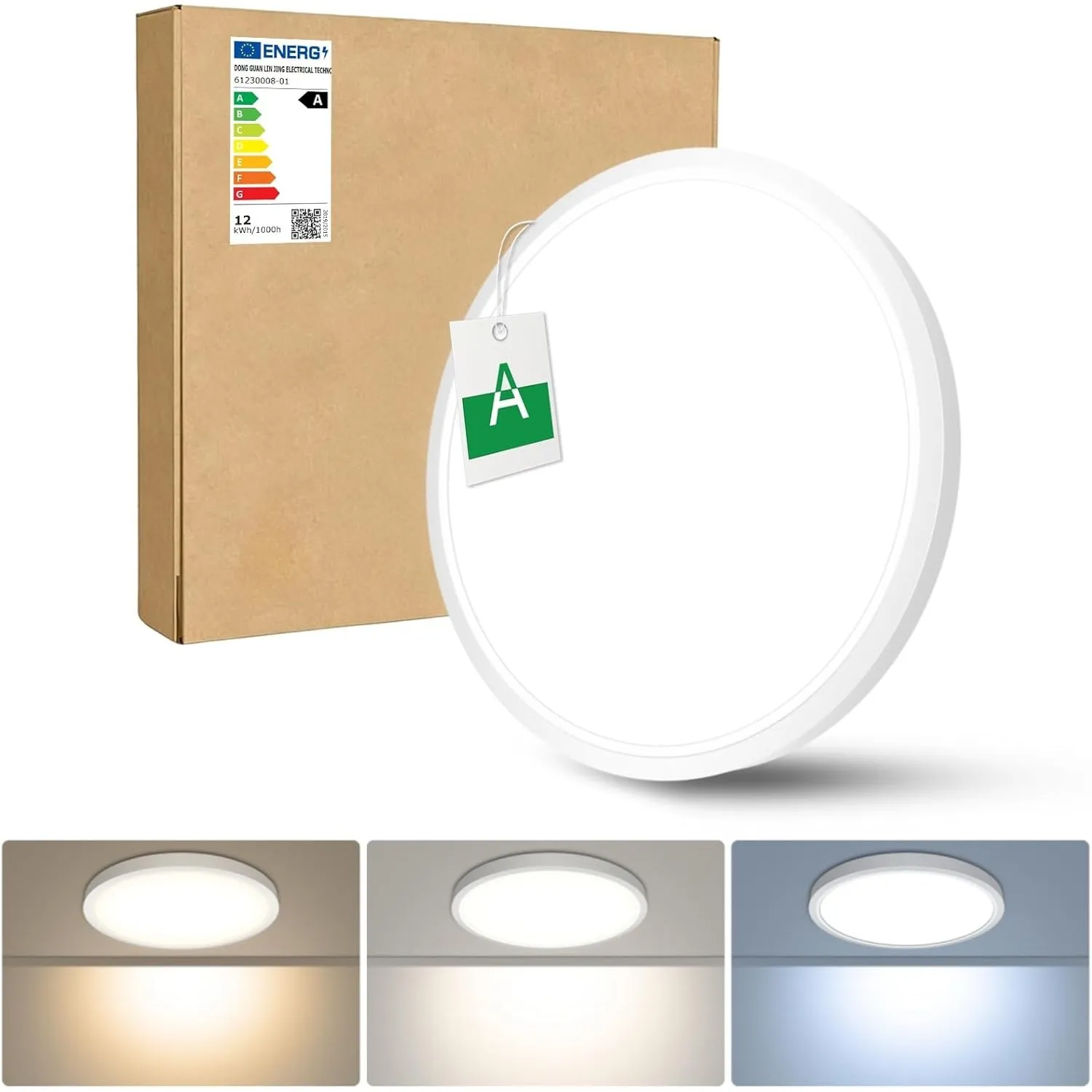 Bzavor LED Deckenleuchte Flach Effizienzklasse A 11W 2600LM,3Farben-3000K/4000K/6500K,Ø30CM led deckenlampe IP54 Wasser…