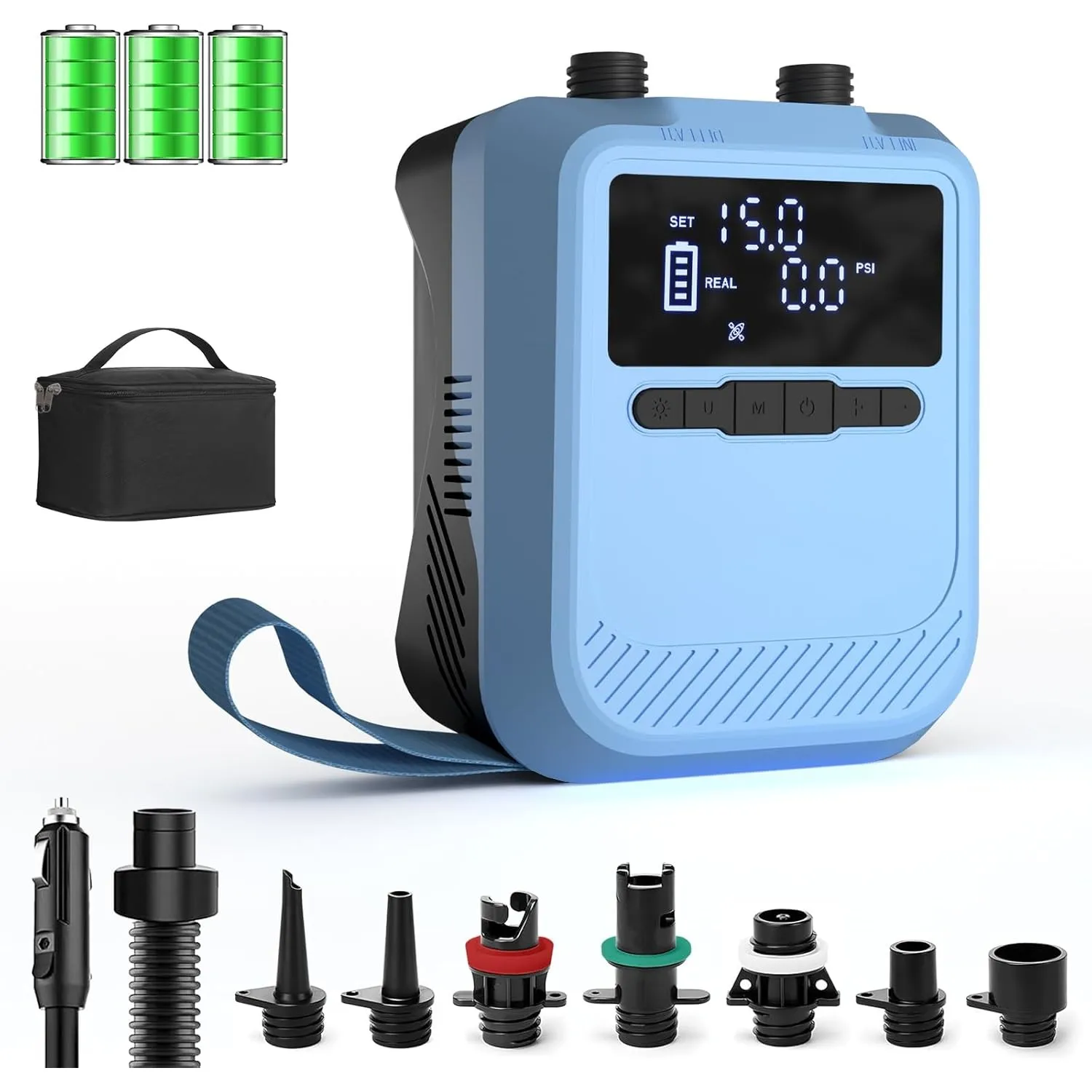 Mojimdo Elektrische SUP Pumpe 20 PSI mit Licht, Kabellos Wiederaufladbar, 5 Modi & Custom Modus, Duale Schnellinflation…