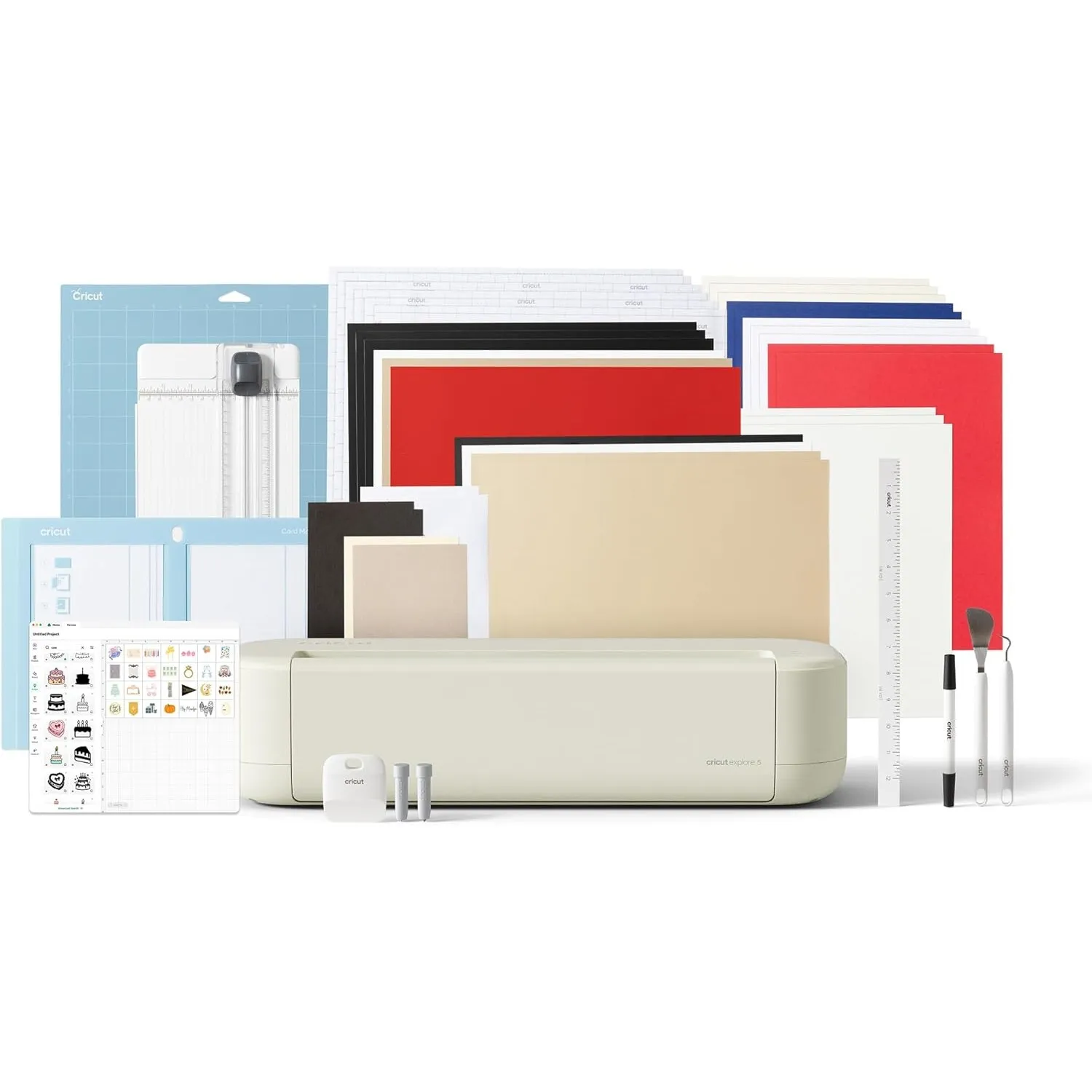 Cricut Explore® 5 Essential Bundle + Digitale Inhalte. Intelligente Schneidemaschine perfekt für Projekte wie individue…