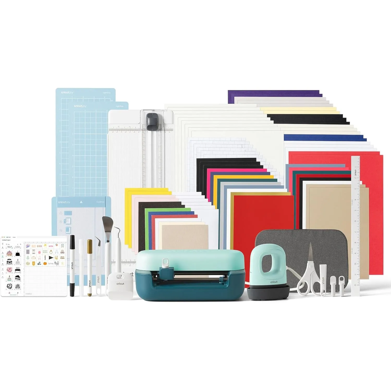 Cricut Joy™ 2 Ultimate Bundle + Digitale Inhalte, Intelligente kompakte Schneidemaschine mit Heißpresse für DIY-Bastelp…