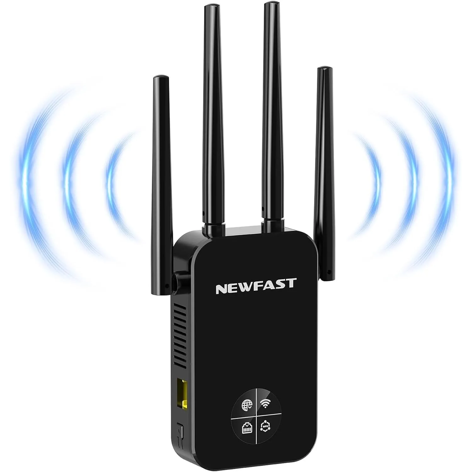 NEWFAST WLAN Verstärker,1200Mbps WiFi Extender Dual-Band WLAN Repeater mit 4 Schwenkbare Antenne,WPS,MU-MIMO,Unterstütz…