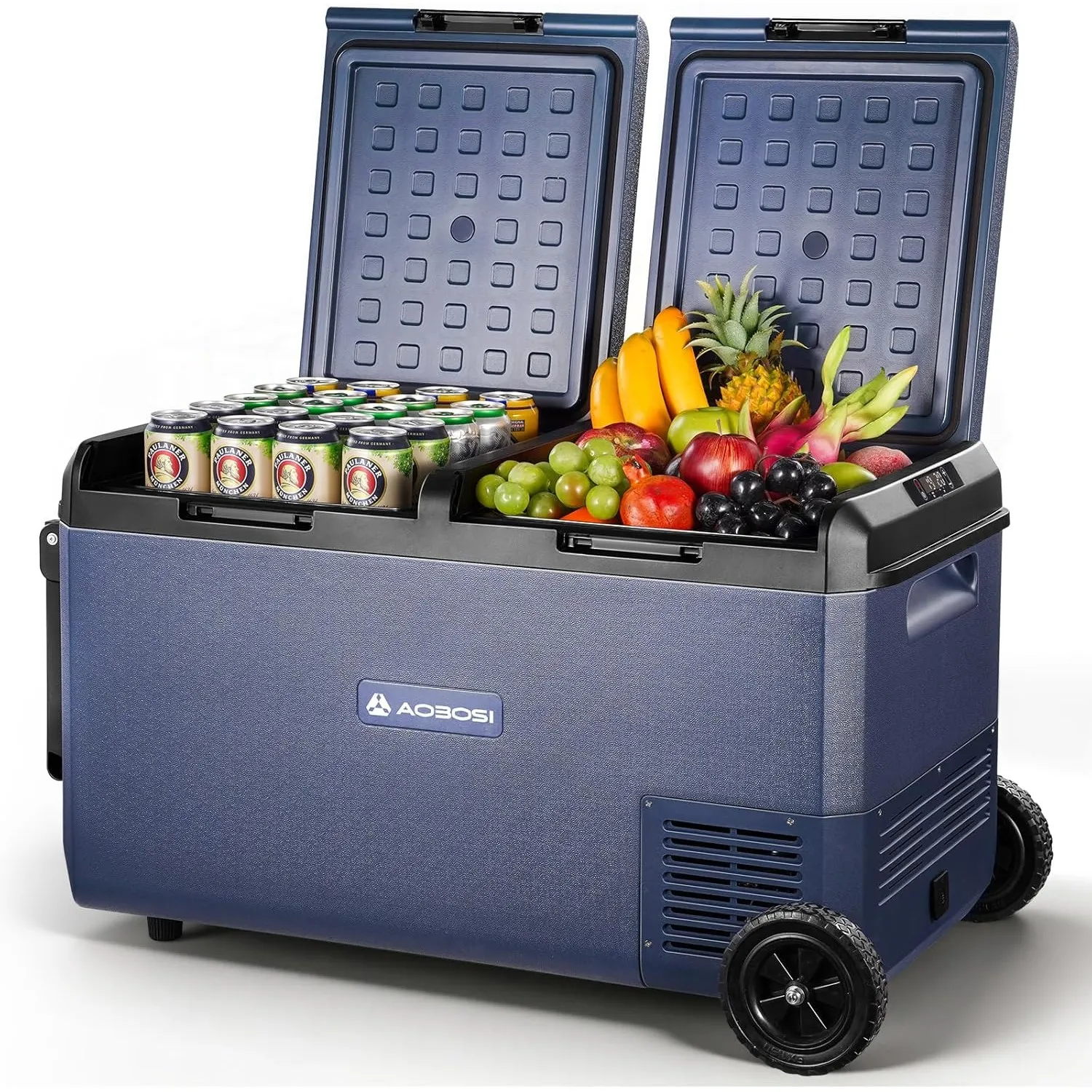 AAOBOSI 75L Kompressor Kühlbox, Kühlbox Elektrisch Dual Zone mit Rollen & Zuggriff, APP Steuerung, IPX4 Wasserdicht, -2…