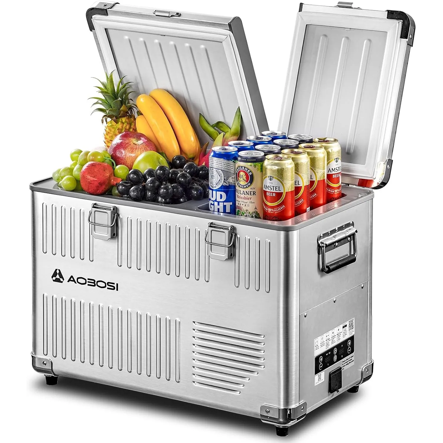 AAOBOSI Kompressor Kühlbox 40L Aluminium, mit APP, -20°C bis 20°C,Dual Zone | Aluminium-Gehäuse, APP-Fernsteuerung, Kom…