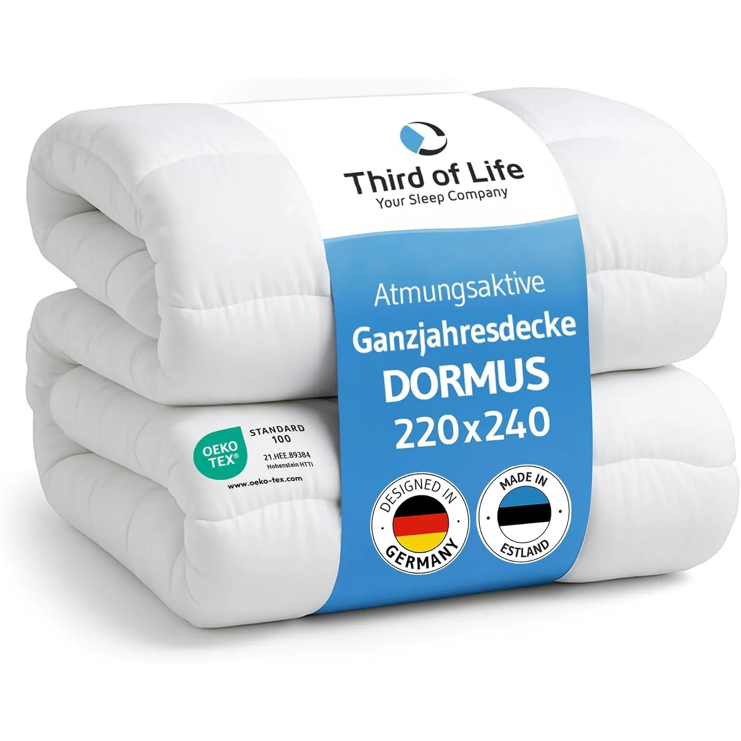 Ganzjahresdecke 220x240, Extra große Bettdecke für 2 Personen, Ökotex 100