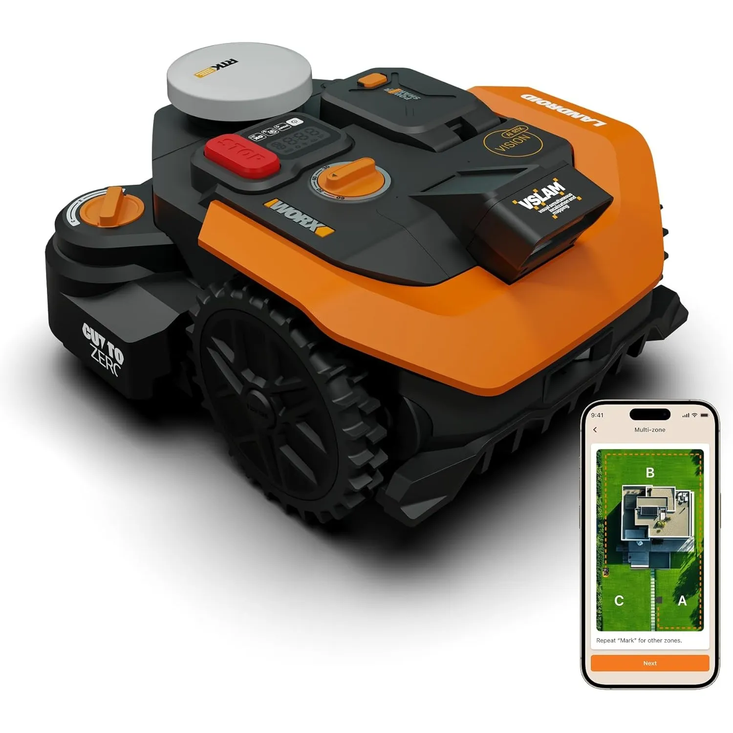 Worx Landroid Vision Cloud WR308E 2WD Mähroboter mit Garage, kabelloser Rasenmähroboter für bis zu 800 m², (KI-Hinderni…