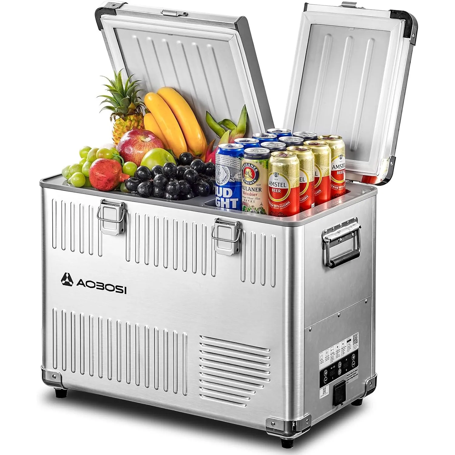 AAOBOSI Kompressor Kühlbox 50L Aluminium, mit APP, -20°C bis 20°C,Dual Zone | Aluminium-Gehäuse, APP-Fernsteuerung, Kom…