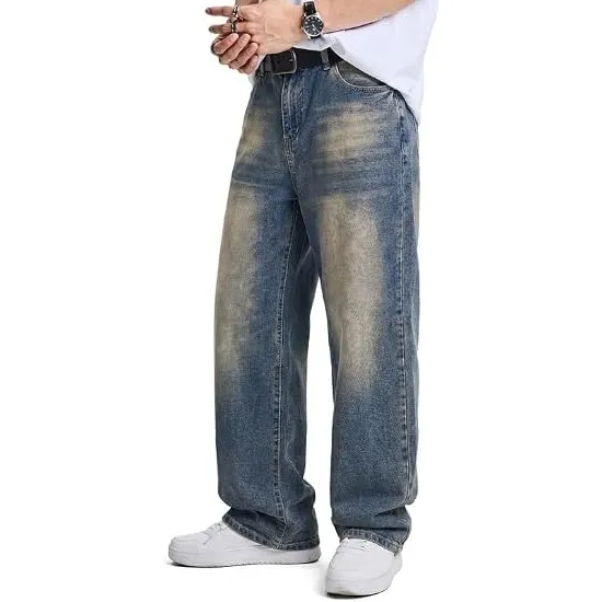 JMIERR Herren Baggy Jeans Y2K Jeanshose Denim Streetwear