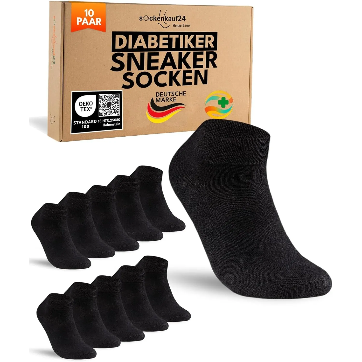 sockenkauf24 10 Paar Diabetiker Sneaker Socken für Herren & Damen ohne Gummibund & ohne Naht Sneaker Diabetiker Socken …