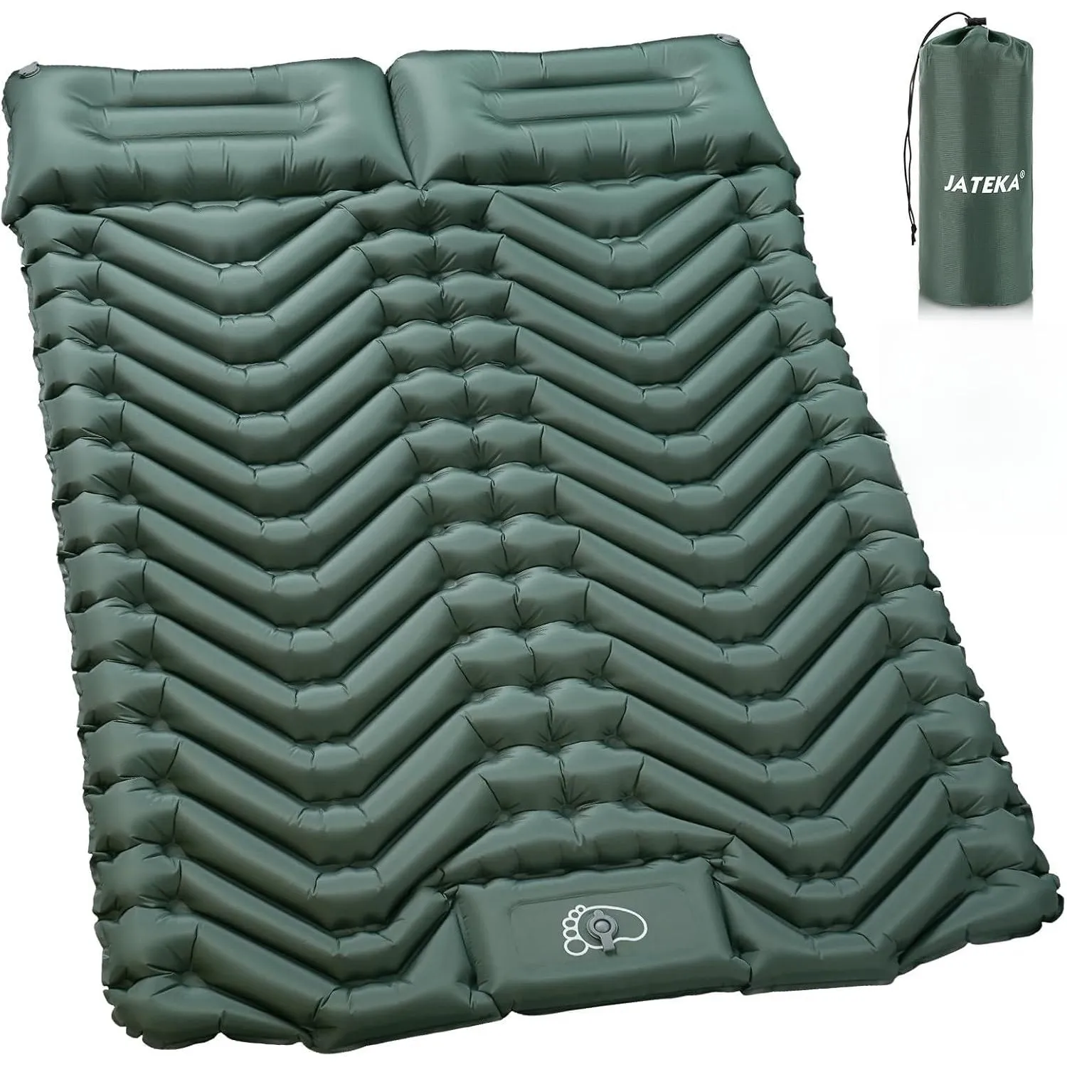 JATEKA Isomatte Camping, Aufblasbare Isomatte 2 Personen Sleeping Mat mit Kissen & Fußpumpe, Kompakte Leichte Luftmatra…