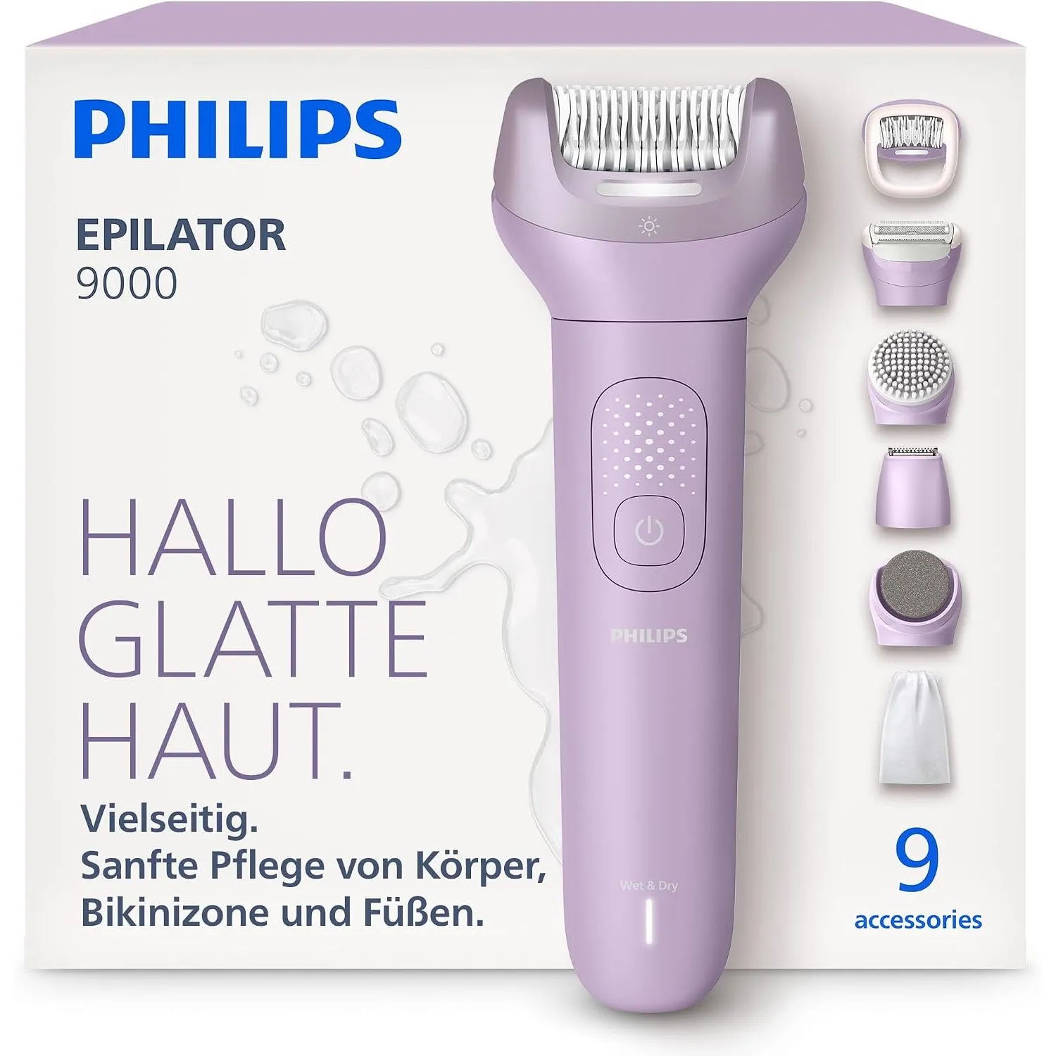 Philips Epilierer Series 9000 - Kabelloser Epilierer für Nass- und Trockenanwendung, Beine, Körper und Bikinizone, mit …