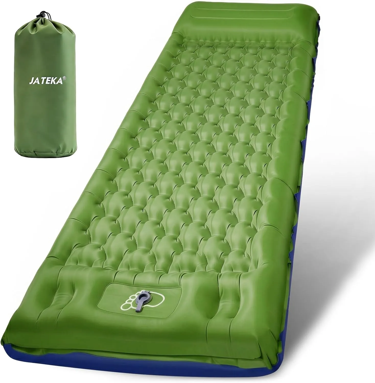 JATEKA Isomatte Camping, 12CM Dicker Aufblasbare Isomatte Mit Kissen & Fußpumpe, 83CM Breiter Outdoor Camping Luftmatra…