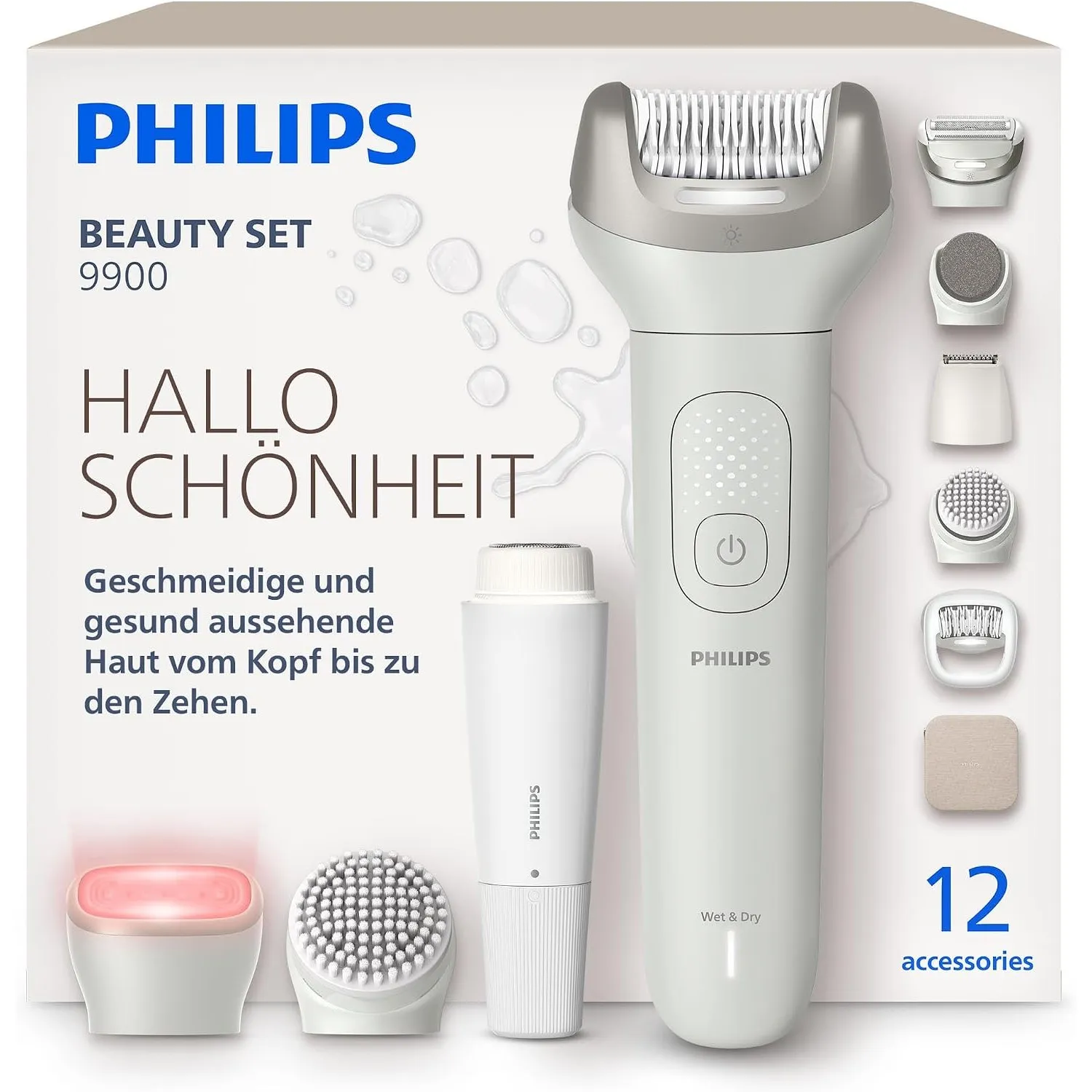 Philips Series 9900 All-in-One-Epilierer für den ganzen Körper mit roter und nahinfraroter LED-Technologie fürs Gesicht…
