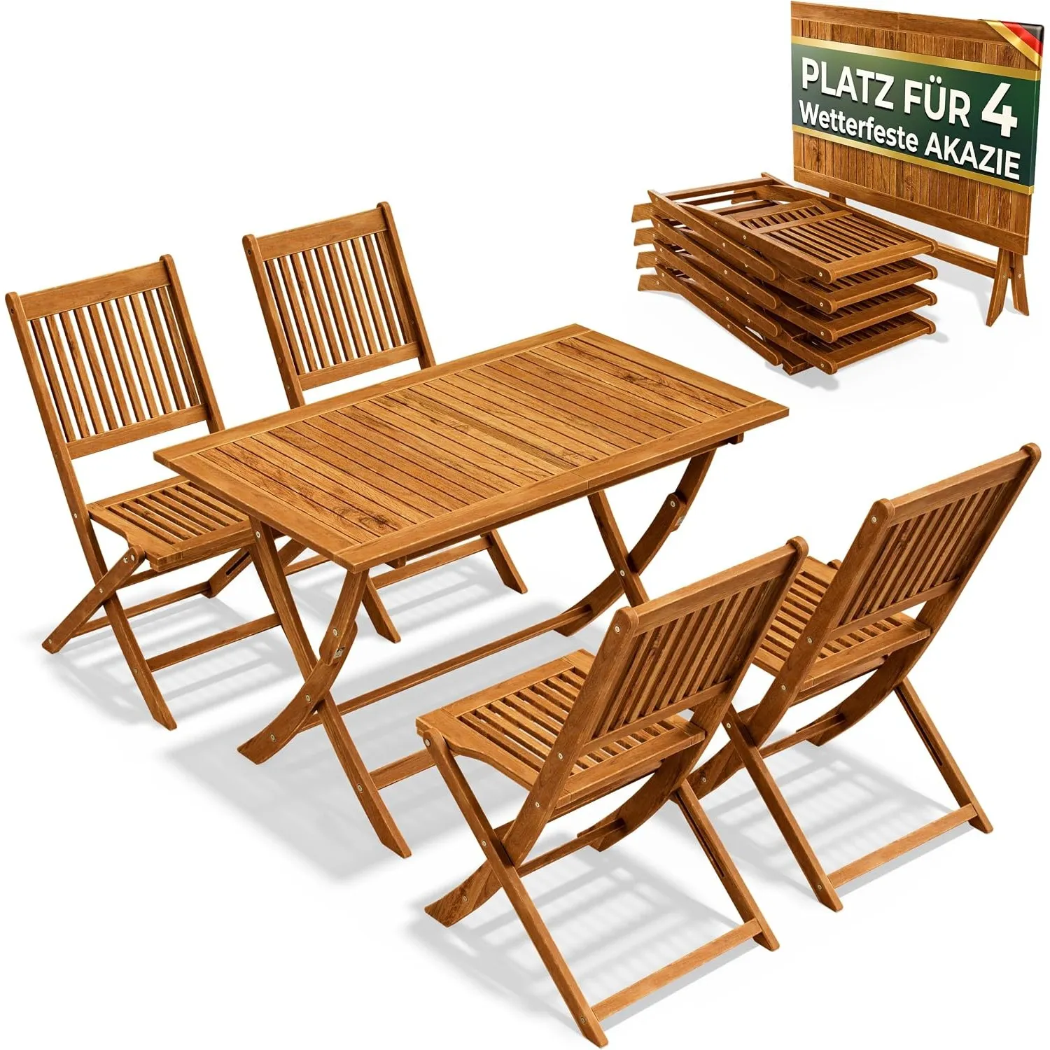 Casaria® Gartentisch-Set Wetterfest FSC®-Zertifiziert 4-Personen