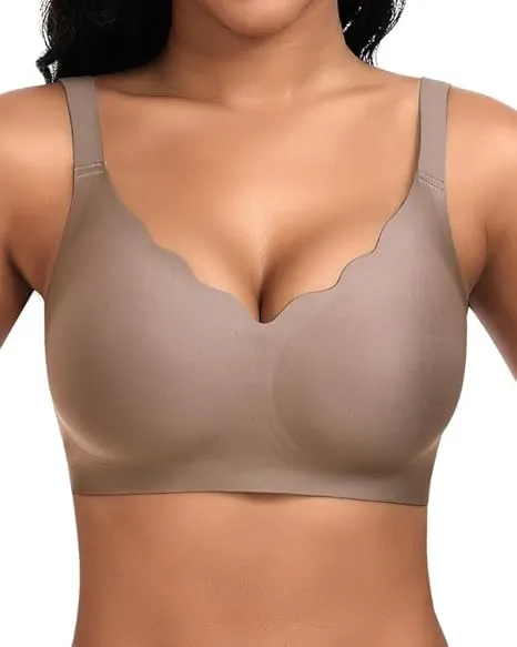 Jiuday BH Damen ohne Bügel Große Brüste Nahtloser Push Up BH Soft Bequemer Seamless Bra T Shirt Bügelloser Gepolstert K…