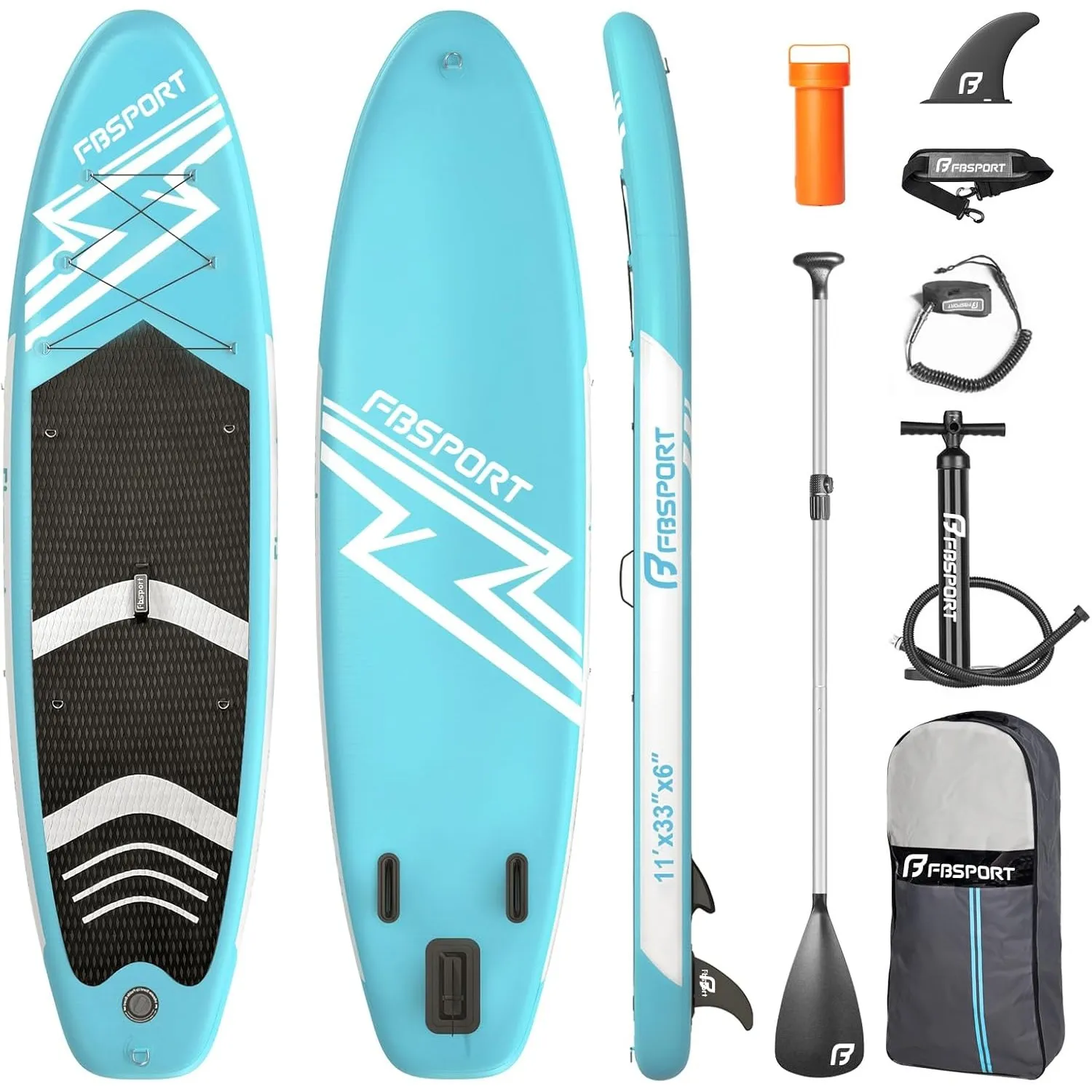 FBSPORT Aufblasbares SUP Board, Stand Up Paddling Board, Aufblasbare Stand Up Paddle Board für Stand-Up Paddling 15CM D…