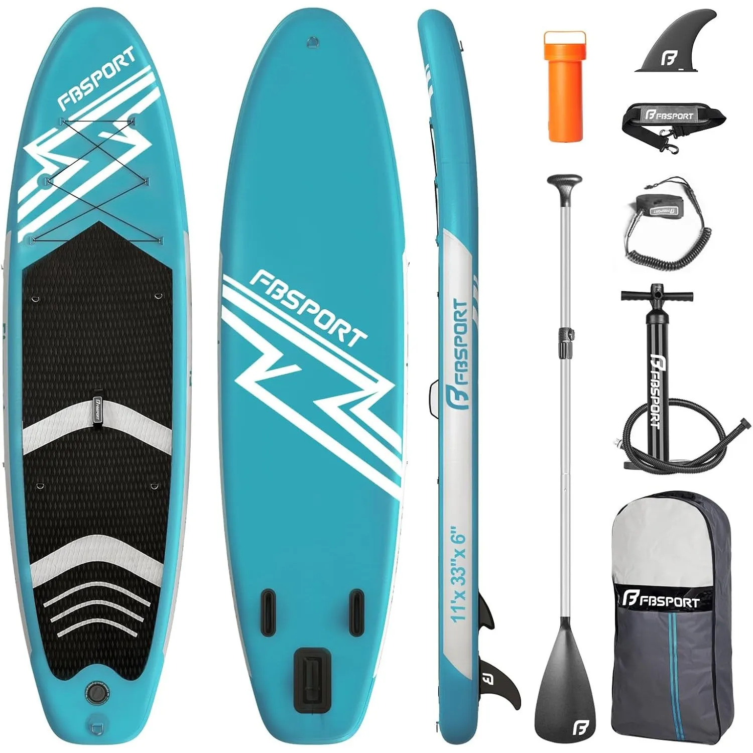 FBSPORT Aufblasbares SUP Board, Stand Up Paddling Board, Aufblasbare Stand Up Paddle Board für Stand-Up Paddling 15CM D…
