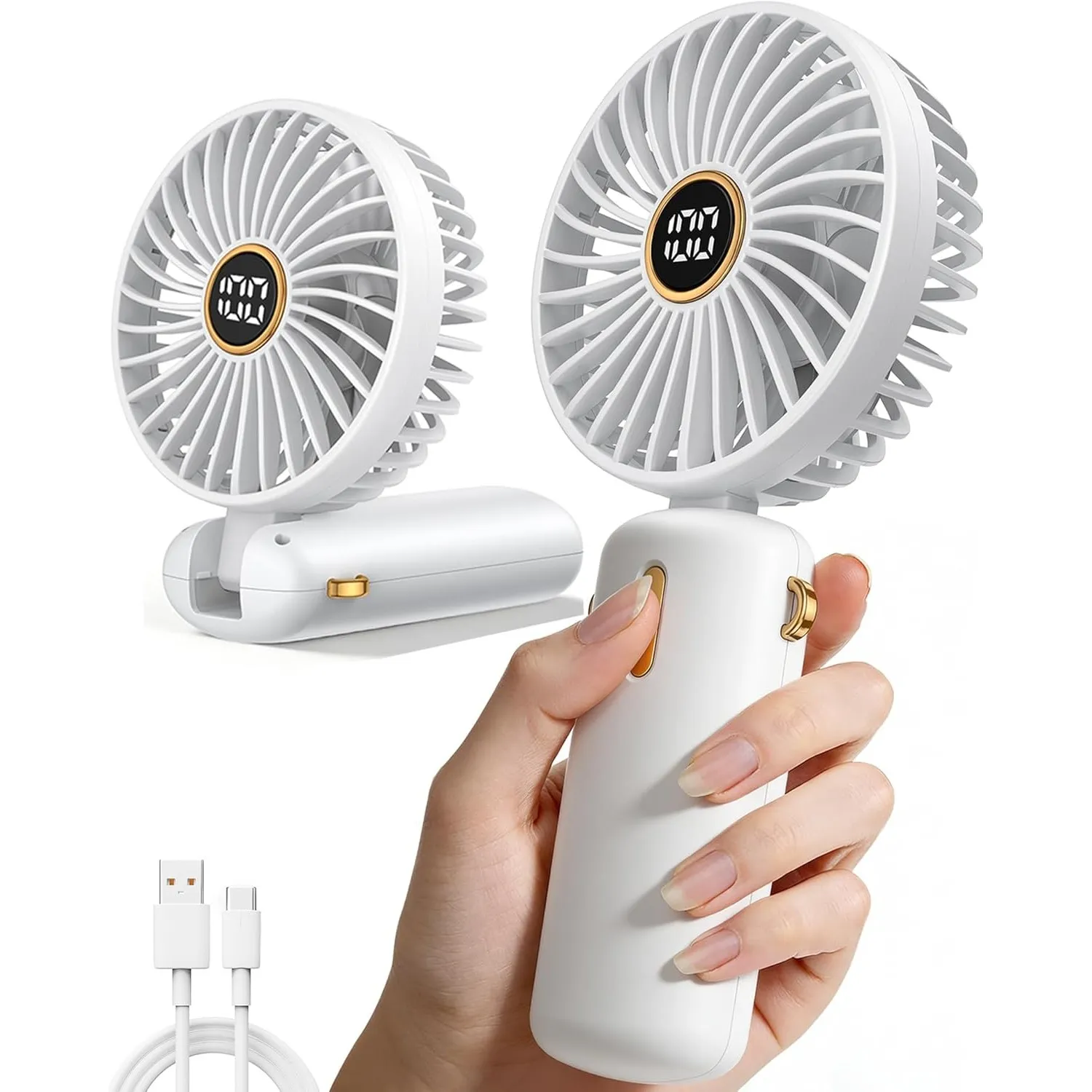 Handventilator-Mini-Ventilator-Akku-Aufladbar-Klein-Hand-Held-USB-Fan Portable Ventilatoren Kleiner Taschenventilator L…