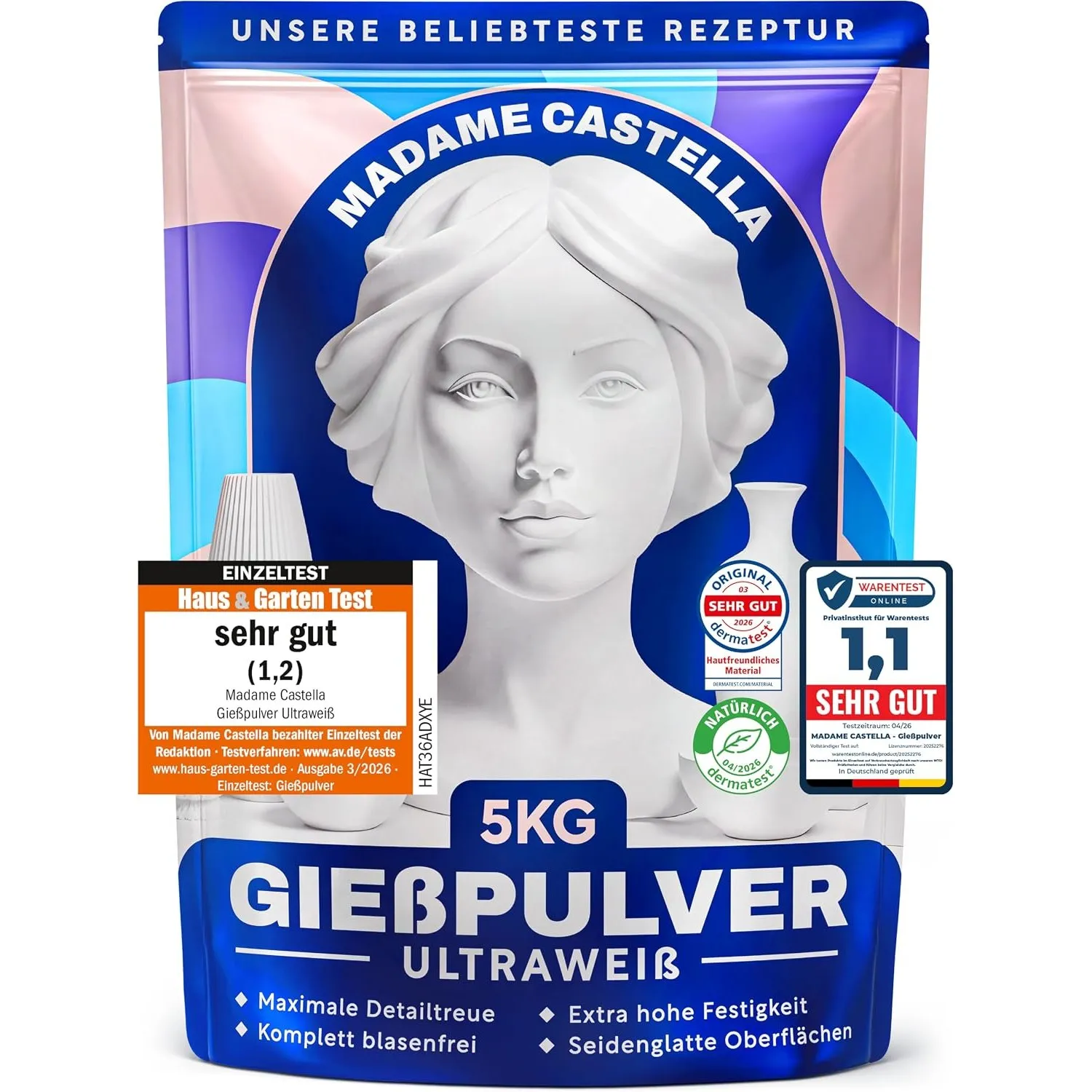 Gießpulver Weiß 5KG [ULTRAWEIß] Gips zum Gießen