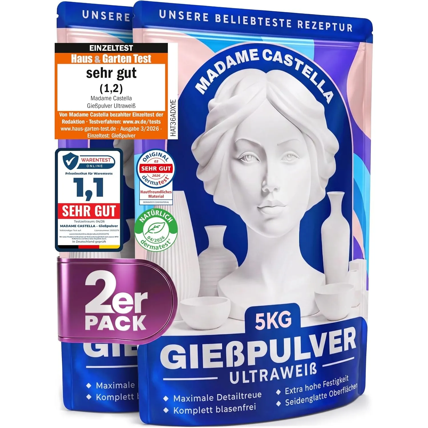 Gießpulver Weiß 10kg [ULTRAWEIß] Gips zum Gießen