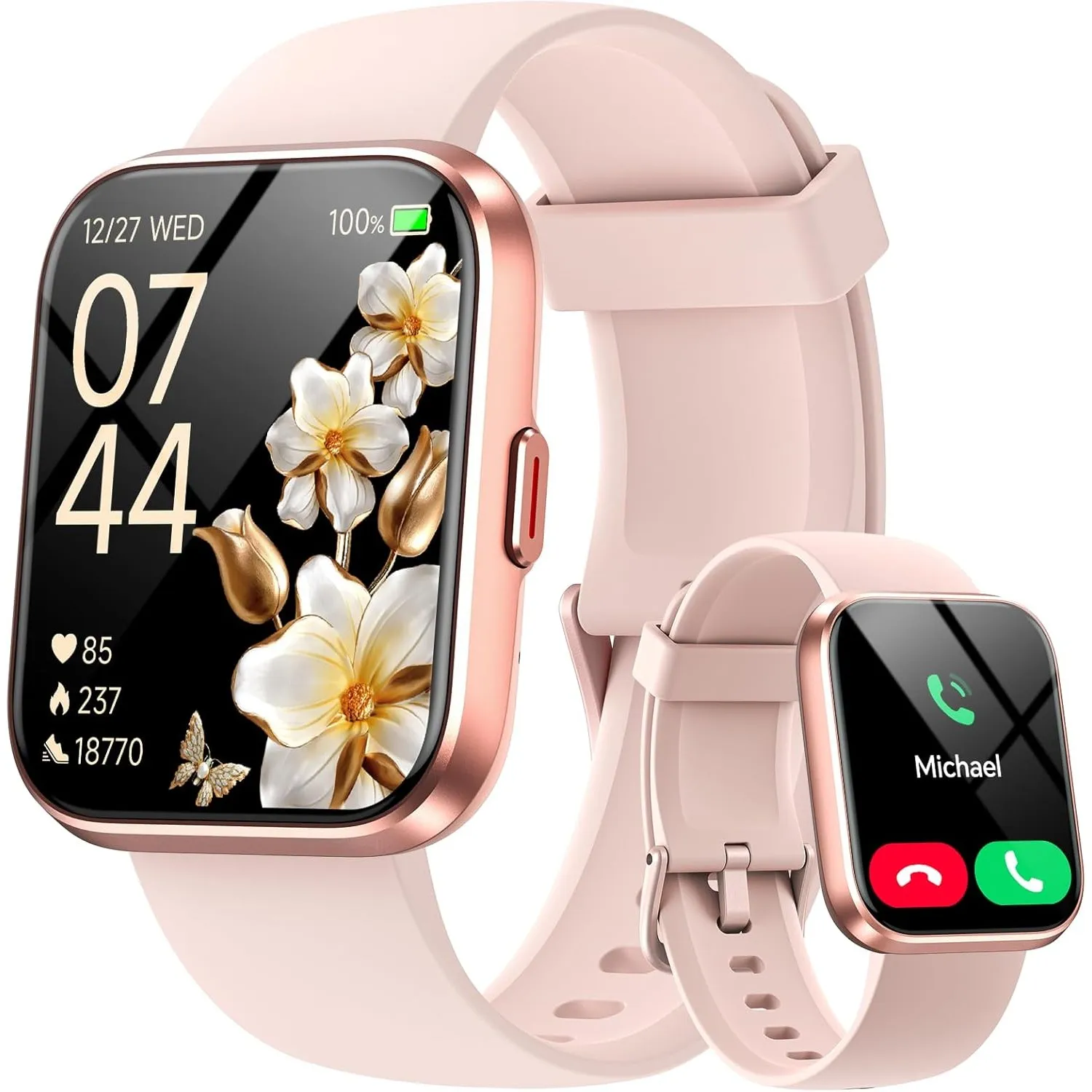 Smartwatch Damen mit Telefonfunktion/Whatsapp, 1.85" Smart Watch Fitness Tracker mit Herzfrequenz/Schlafmonitor, 10 Tag…