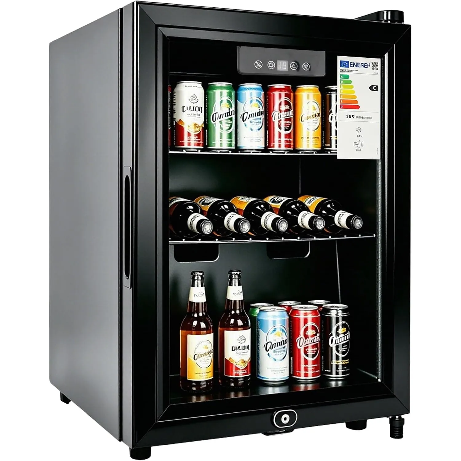 Freistehender & Unterbau Getränkekühlschrank, Dreifach verglaste Glastür, LED-Display & Innenbeleuchtung, Leiser Weinkü…