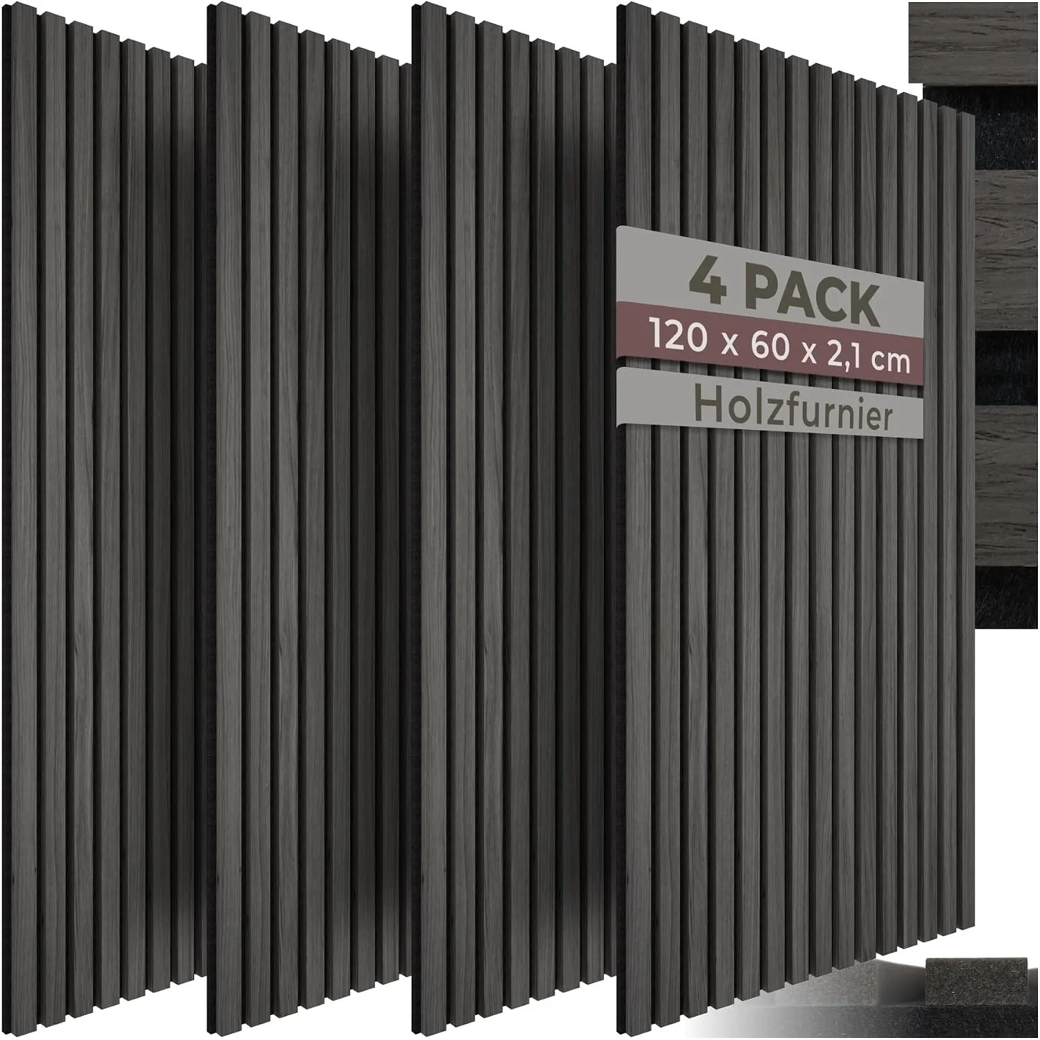 tectake® 3D Akustikpaneele 120 x 60 x 2,1 cm, Holz Optik Paneele, Wandpaneele in Holzoptik als Schallabsorber, Panels f…