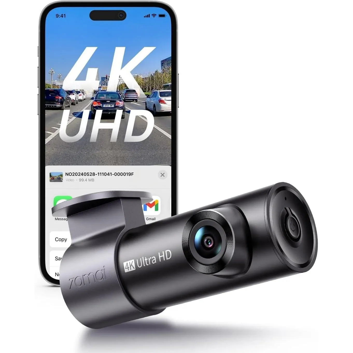 70mai M310 Plus 4K Dashcam Auto Vorne, 2160P Mini Dashcam mit 360° Drehbarl, WiFi & G-Sensor, Super Nachtsicht & WDR, F…