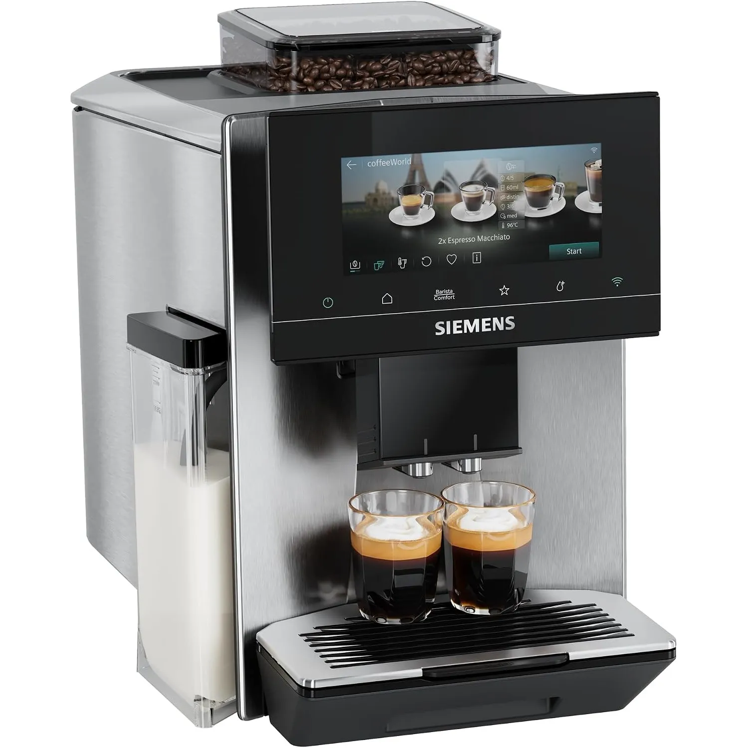 Siemens Kaffeevollautomat EQ900 iAroma, personalisierbare Einstellungen, präzises Mahlwerk, großes, intuitives Full-Tou…