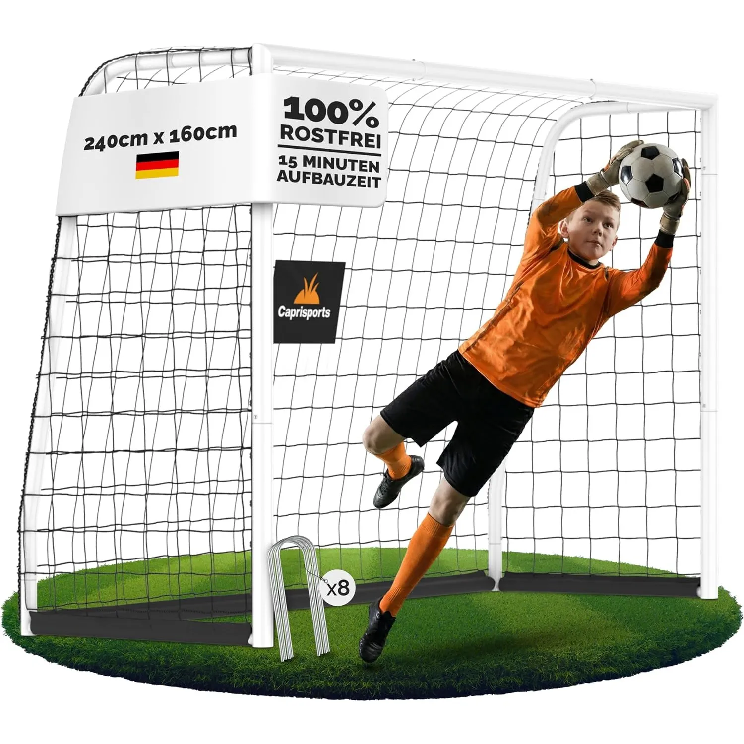 Fußballtor Kinder [EXTREM STABIL] - [ROSTFREI] Fussballtore für Garten Kinder - Fussball Tor mit Erdanker für optimalen…