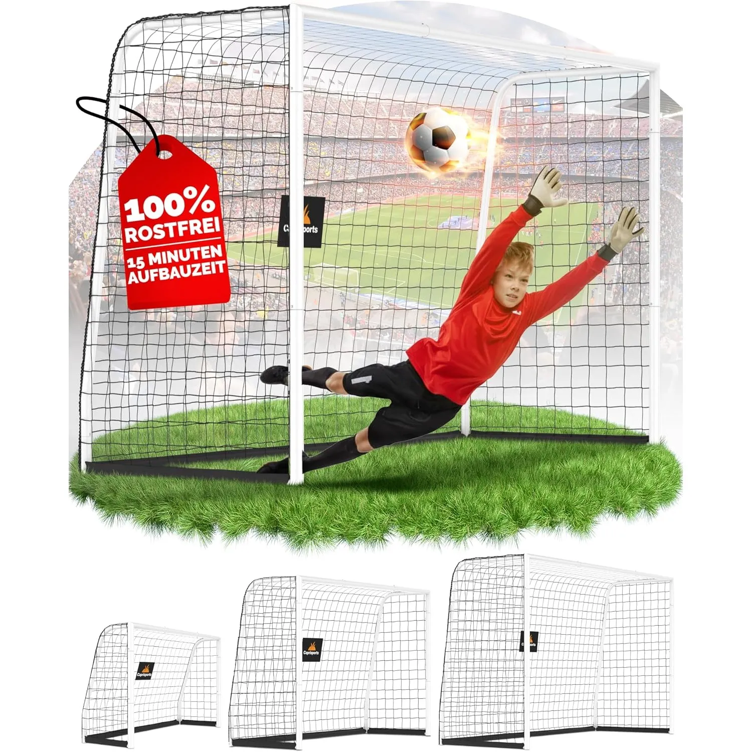 Fußballtor Kinder [EXTREM STABIL] - [ROSTFREI] Fussballtore für Garten Kinder - Fussball Tor mit Erdanker für optimalen…