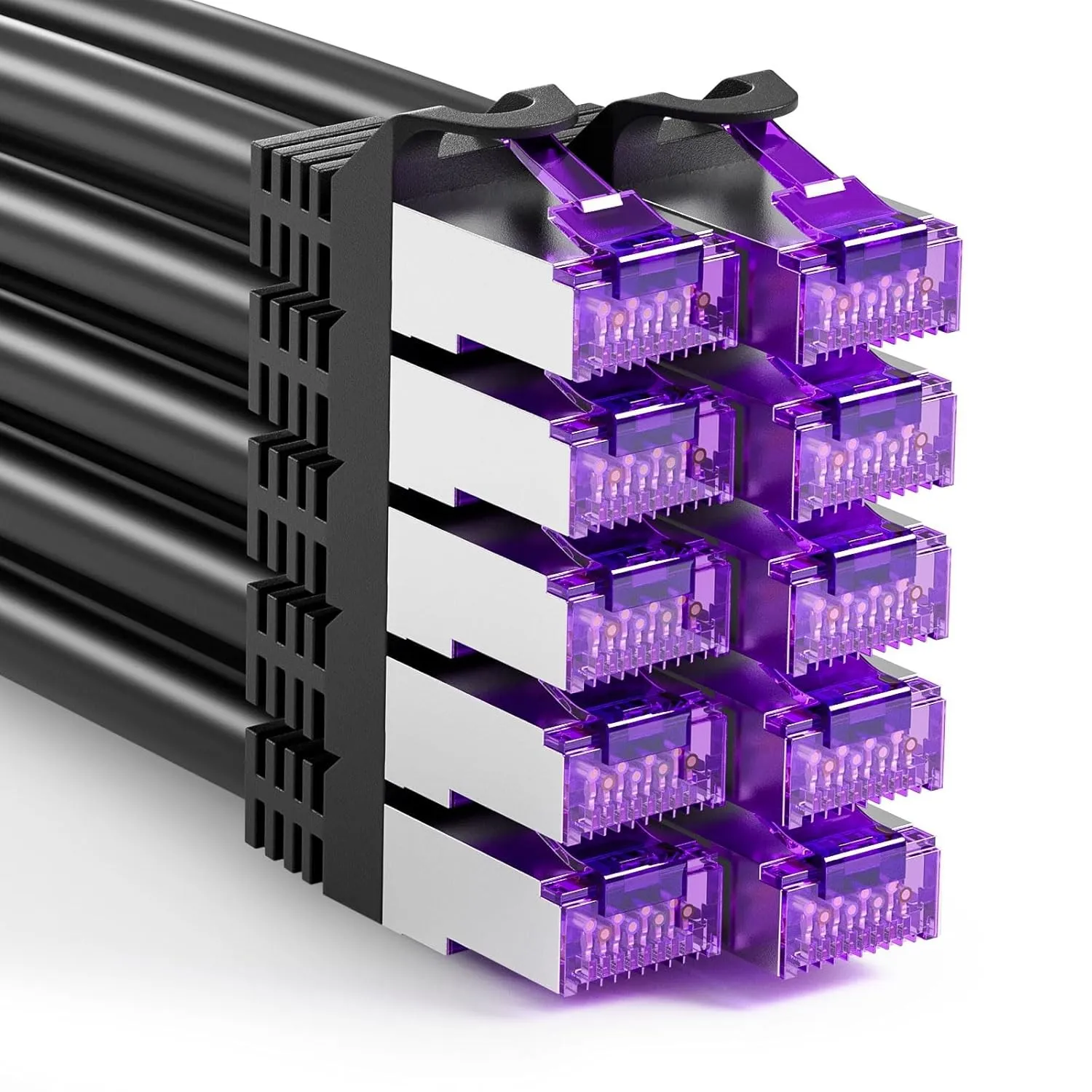 FGB 10 Gbps Patchkabel 0,15m x10, RJ45 Netzwerkkabel CAT 7- Schwarz