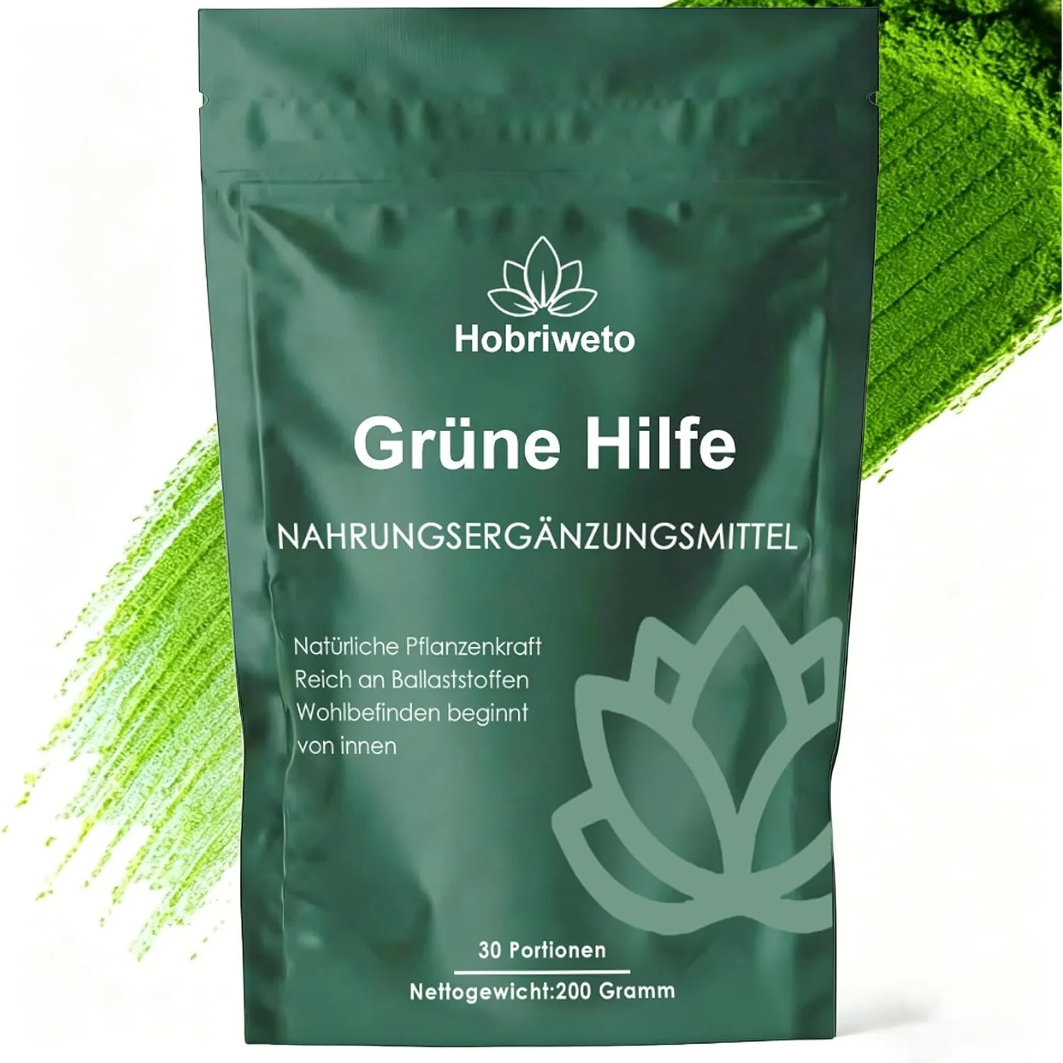 Grüne Entgiftungspulver – 200g Superfood Green Pulver Helfer– Pflanzenpulver mit Matcha, Gerstengras, Spirulina & Heide…