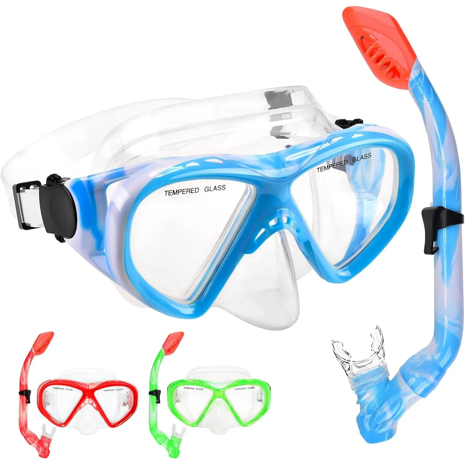 Schnorchelset Kinder, Taucherbrille Kinder mit Schnorchel Anti Leck Anti Fog HD Tauchmasken Dry Schnorchel für 4-13 Jah…
