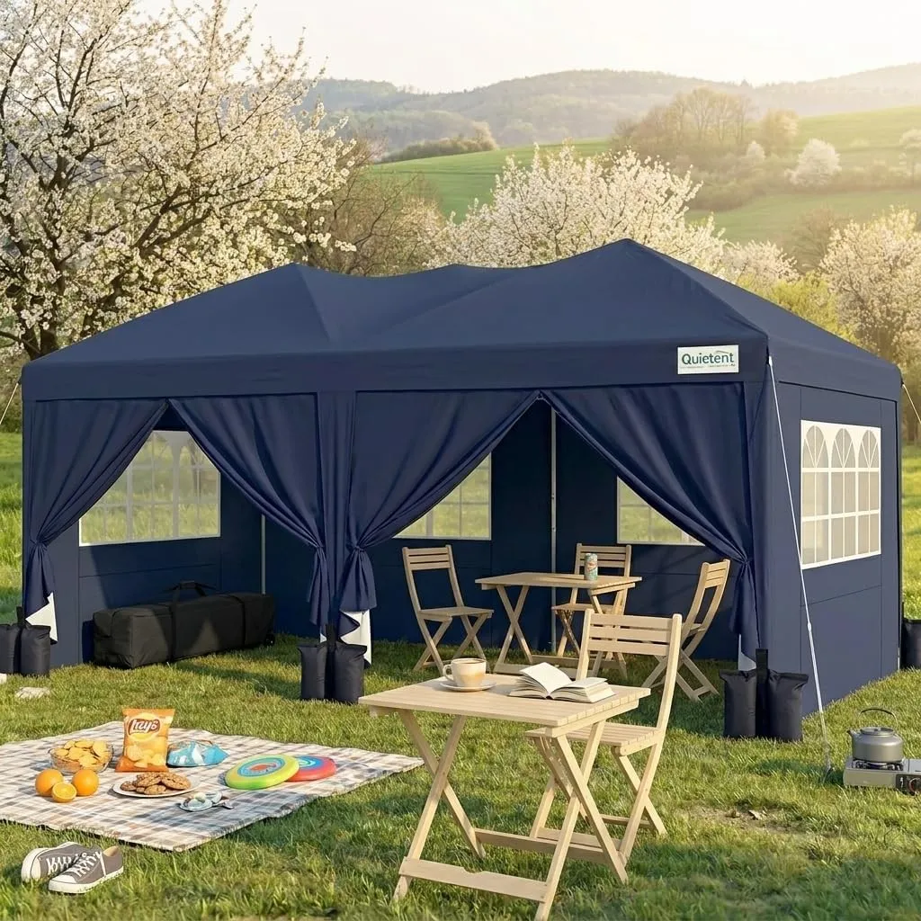 Quictent Faltpavillon 3x6m wasserdicht | Partyzelt, Pop-Up Pavillon, Gartenpavillon, stabil, mit Seitenwänden, UV-Schut…
